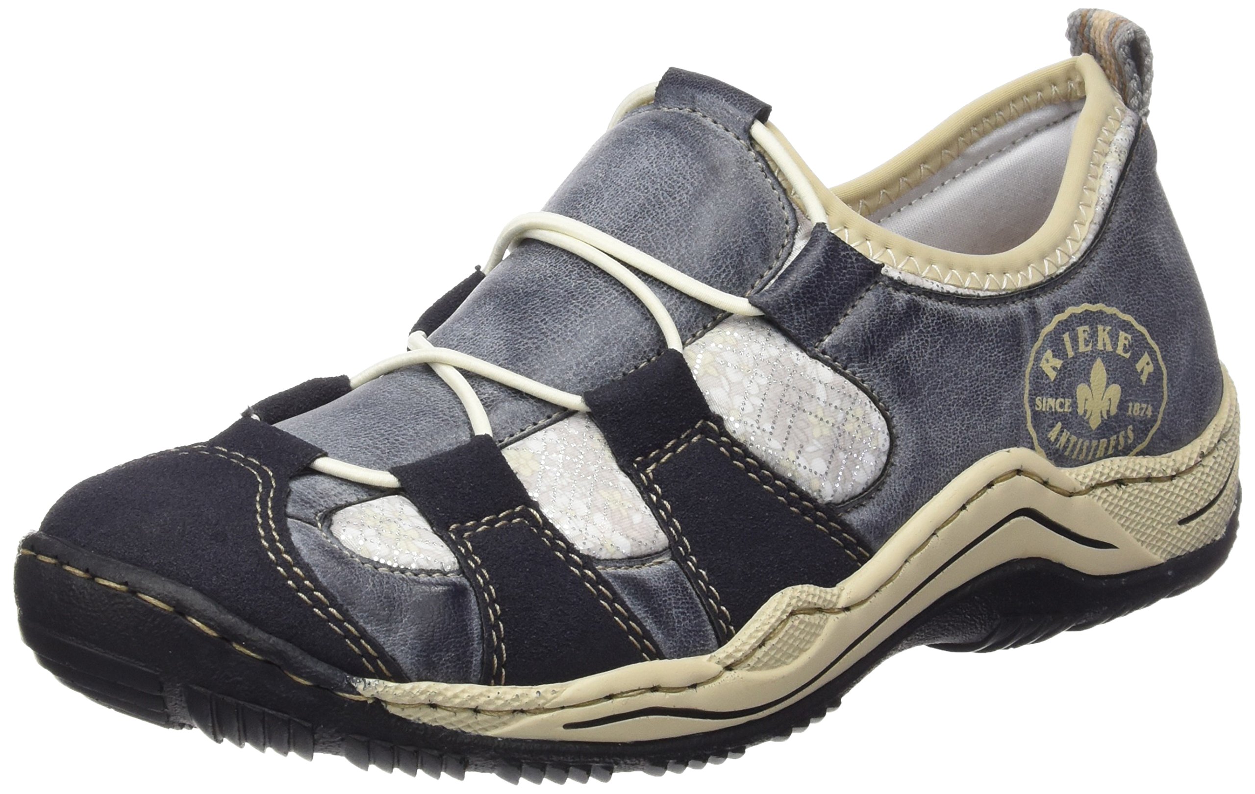 Rieker L0582 Women's Low-Top Sneakers - Navy Blue Casual Walking Shoes for Women | Comfortable Lightweight Breathable Sneakers for Everyday Wear, Work & Travel | UK 8 (EU 42)