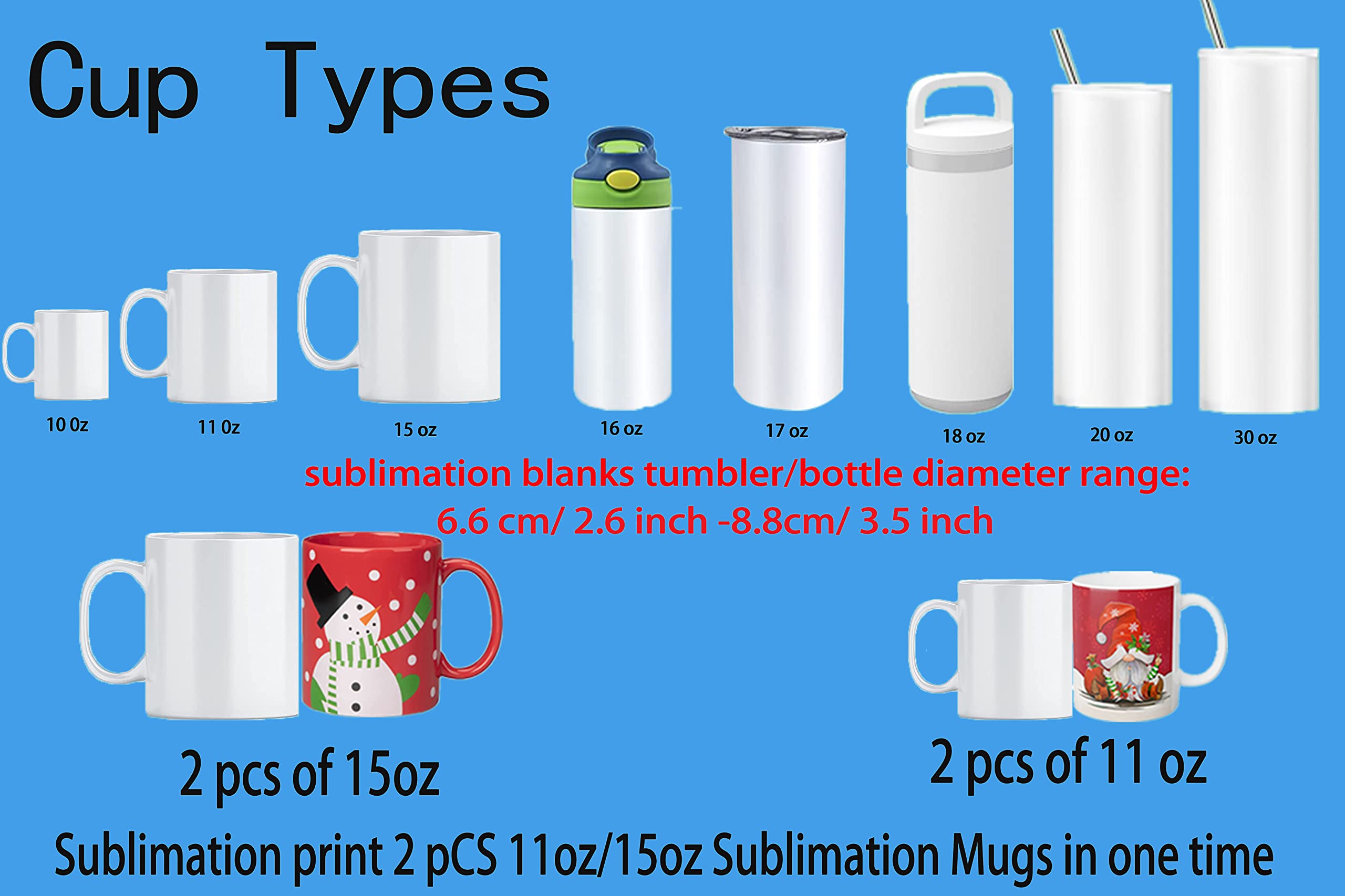 Tumbler Heat Press Machine for 10-32oz Straight Sublimation Tumblers - No Ghosting, Easy to Use DIY Mug Press for Glass, Ceramic & Stainless Steel Bottles - Perfect for Custom Gifts, Home Business & Craft Projects