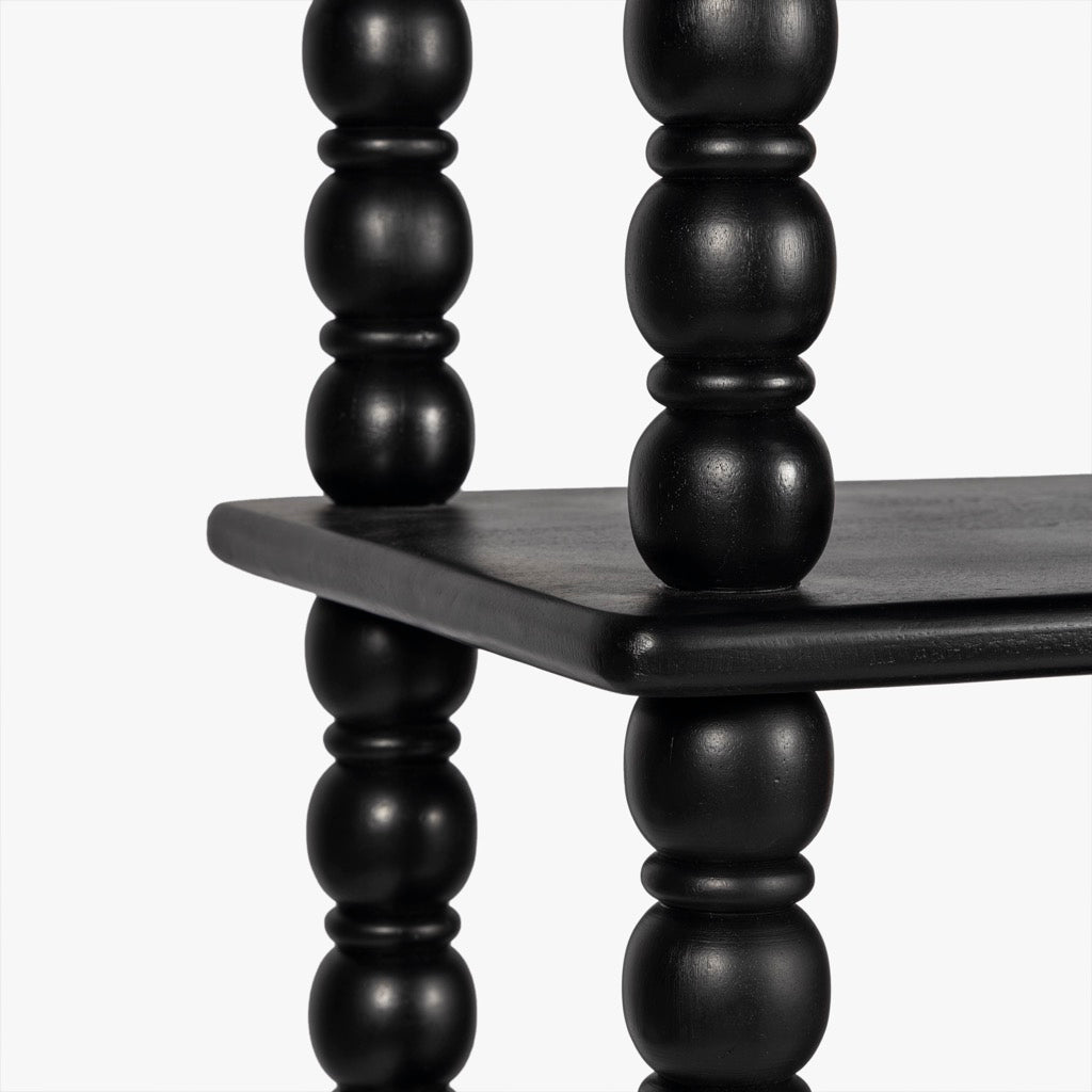 Black Spindle Tall Bookcase - Stylish Storage for Living Room, Office & Bedroom