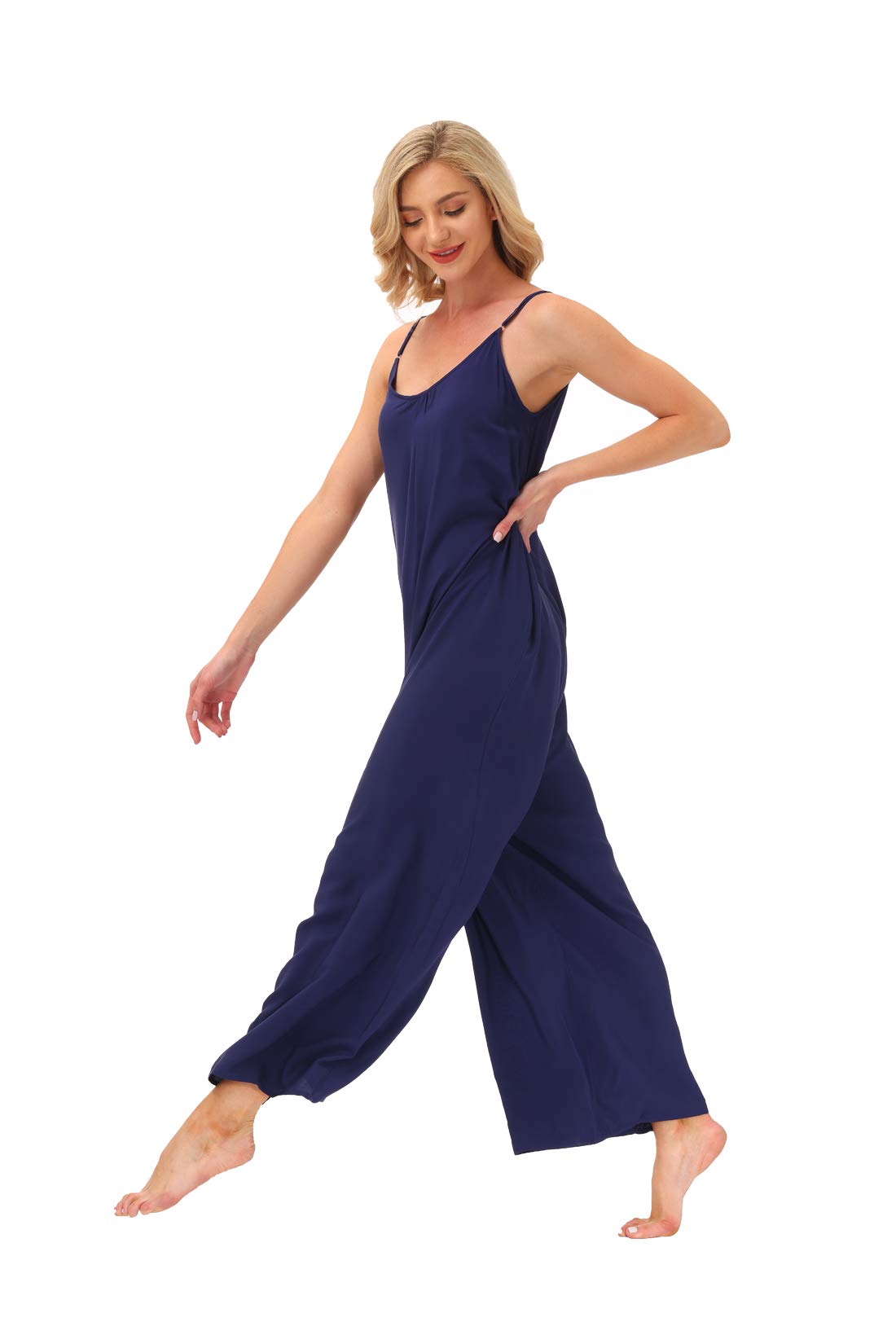 Wexcen Women's Floral Wide Leg Jumpsuit - Sleeveless Spaghetti Strap Romper with Pockets | Casual Loose Fit Boho Long Jumpsuit for Summer, Beach, Vacation & Everyday Wear