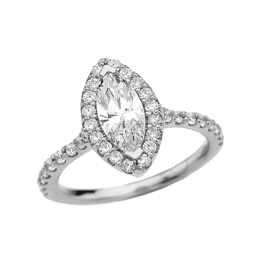 Elegant 14K White Gold Marquise CZ Solitaire Engagement Ring - Modern & Contemporary Promise Ring for Women, Perfect for Proposals, Anniversaries & Special Occasions