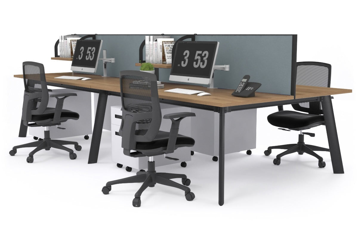 4-Person Workstation with Black Frame - 1800L x 800W Office Desk with Cable Management | Perfect for Team Collaboration & Open Office Spaces