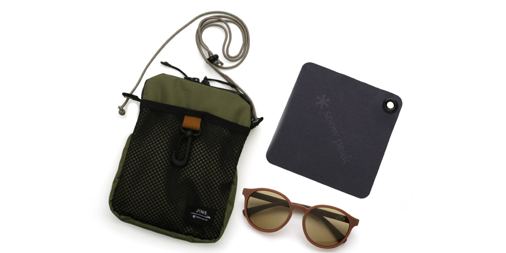 JINS x Snow Peak Rubber Sunglasses 015 84 - Lightweight Polarized Outdoor Sunglasses for Hiking, Fishing & Beach Activities