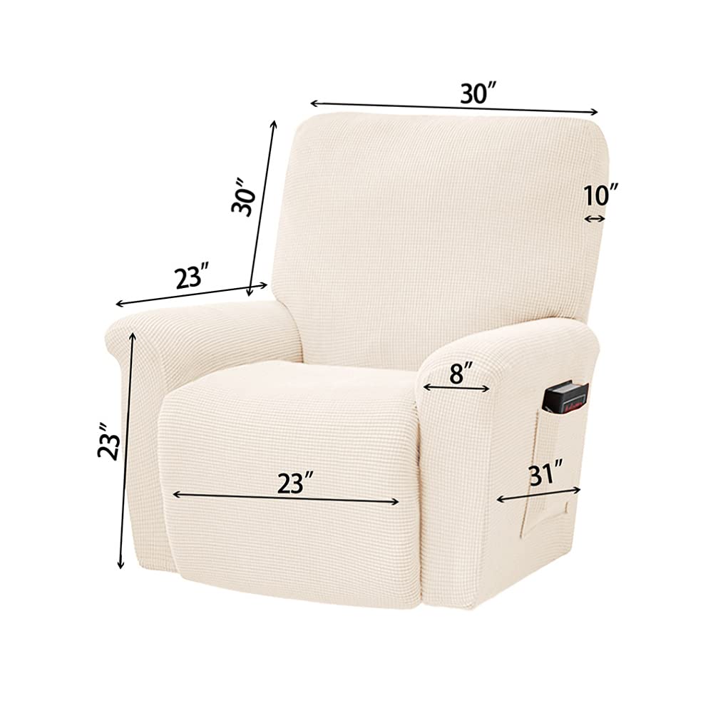 Beavorty Universal Elastic Chair Cover - 1PC White Polyester Sofa Protector for Recliner, Massage Chair & Bed - Soft Stretchable Furniture Slipcover for Home, Office & Salon Use