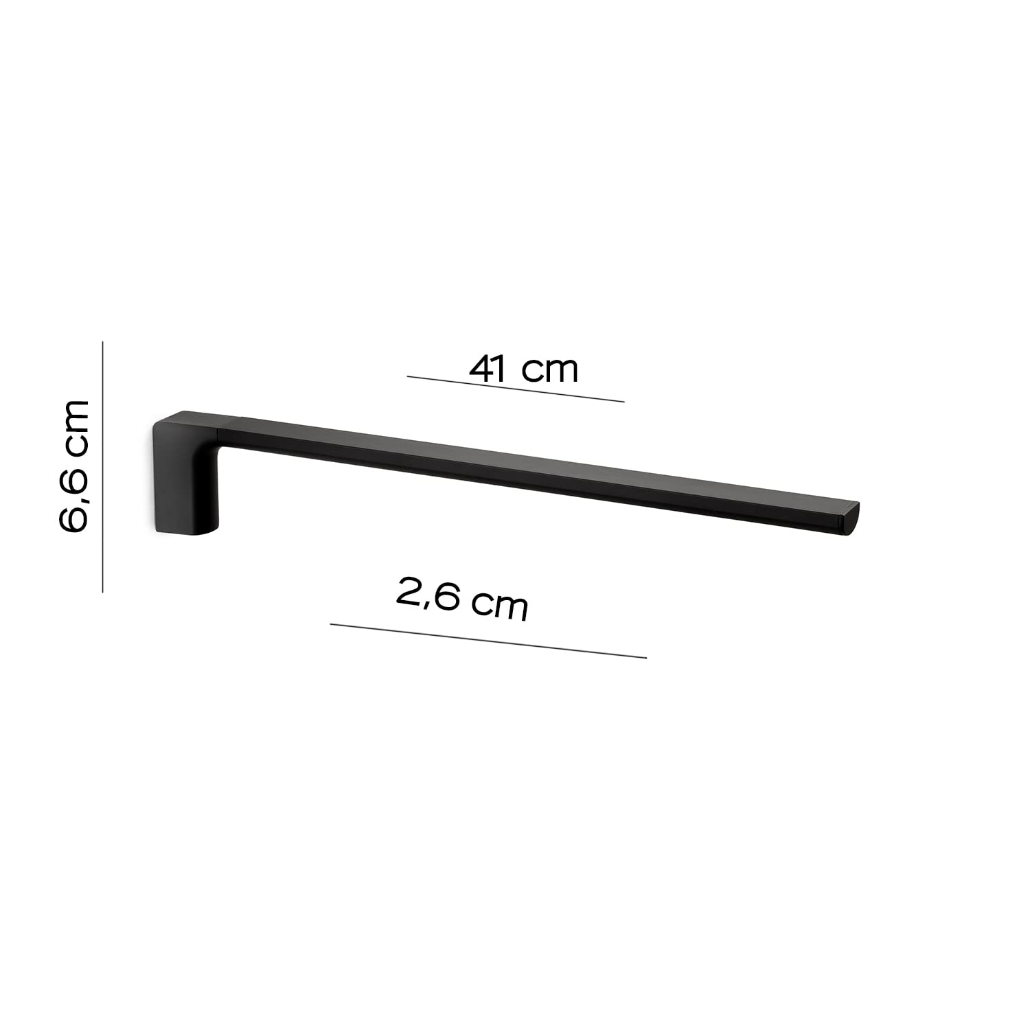 Stainless Steel Wall Mounted Towel Holder - Black Bathroom Towel Rack with Fixed Arm (6.5
