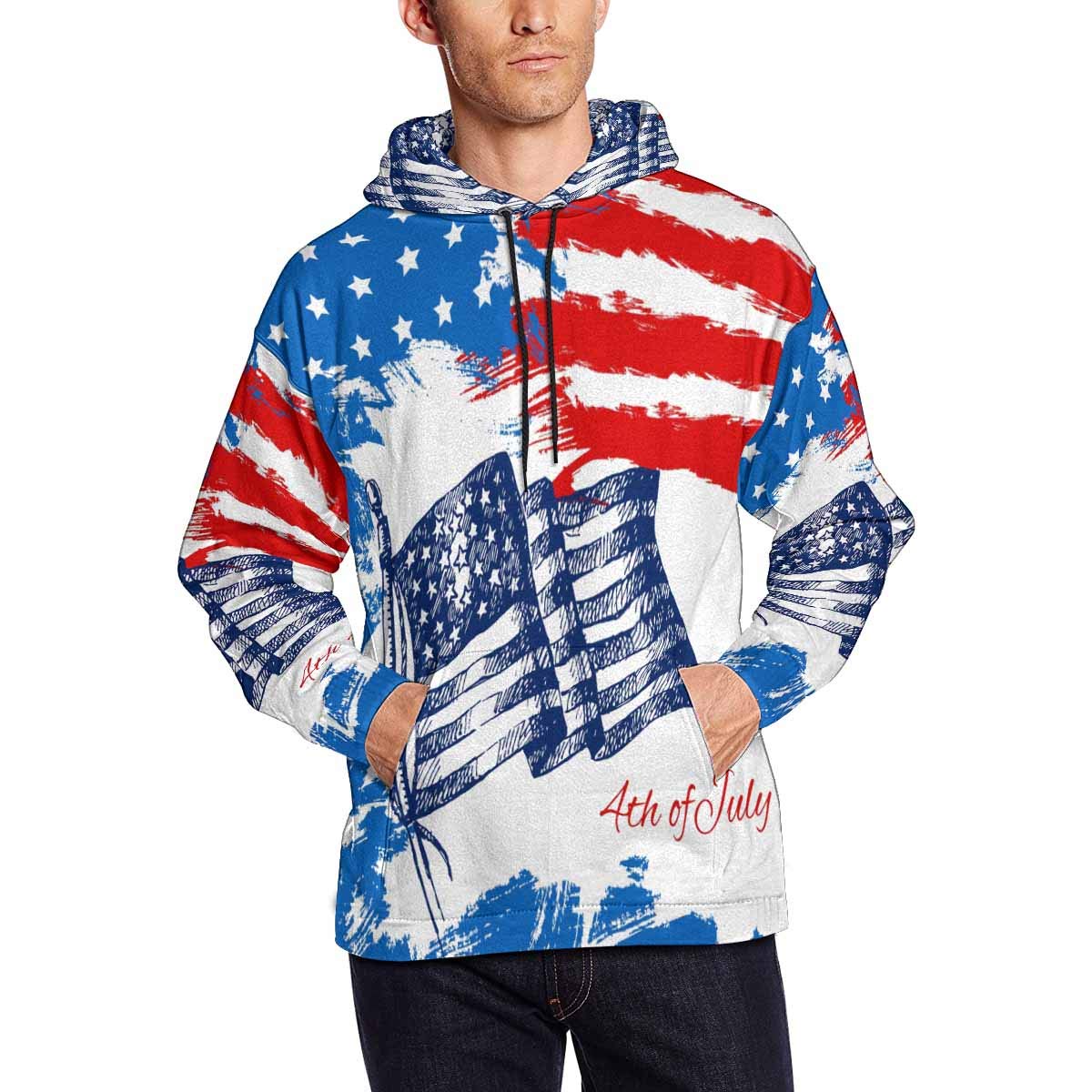 InterestPrint Men's Paisley Print Hooded Sweatshirt - Soft Cotton Pullover Hoodie for Casual Wear & Street Style