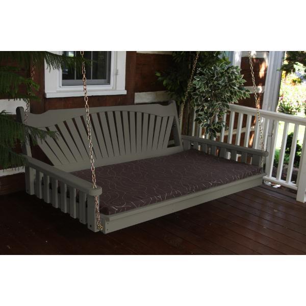 Yellow Pine Swing Bed with Fanback - Outdoor Hanging Bed for Porch, Patio, or Garden Relaxation