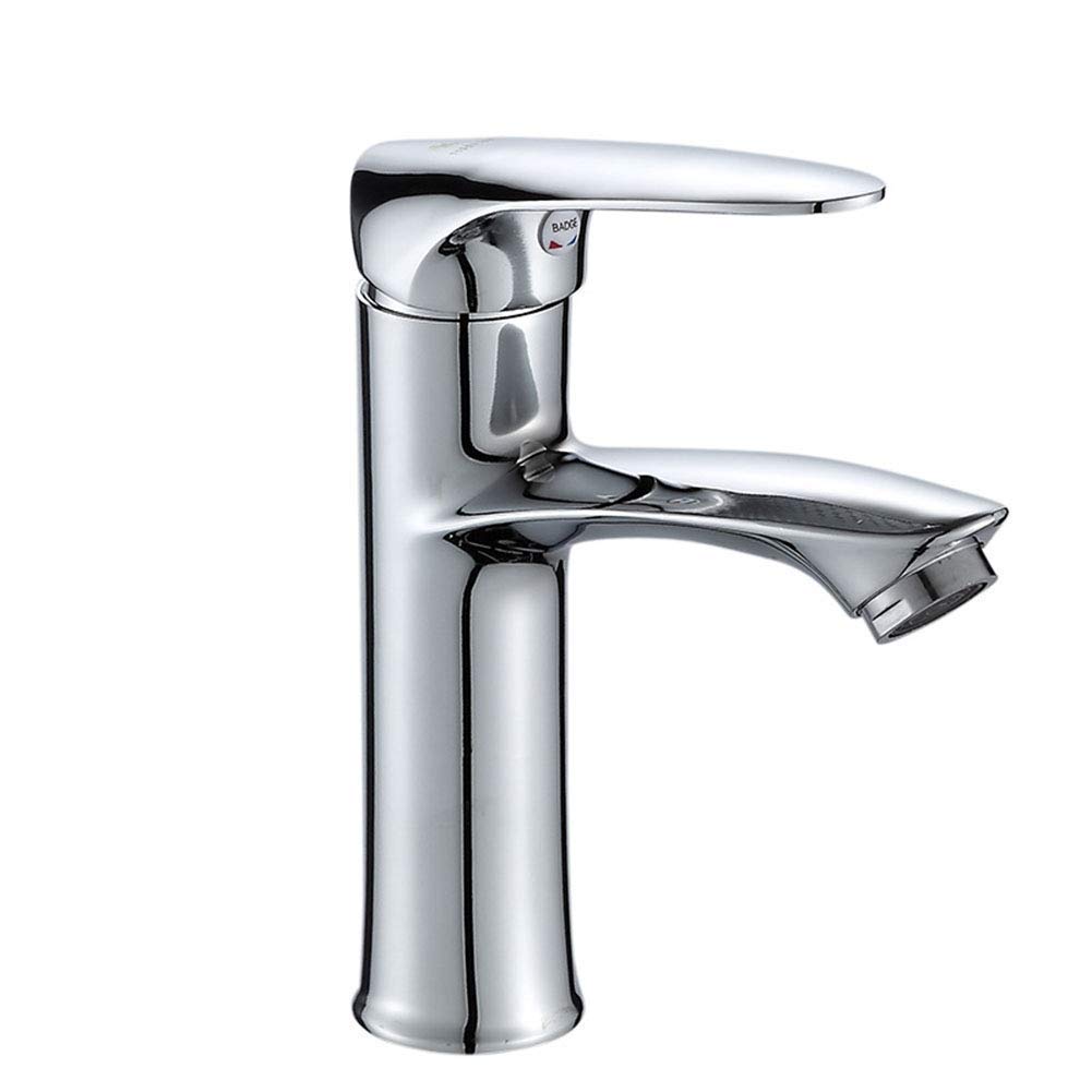 Modern Chrome Basin Sink Mixer Tap - Zinc Alloy Single Hole Bathroom Faucet with Hot & Cold Water Control - Perfect for Vanity Washbasin and Bathroom Accessories (Ideal for Home, Hotel, and Spa Decor)