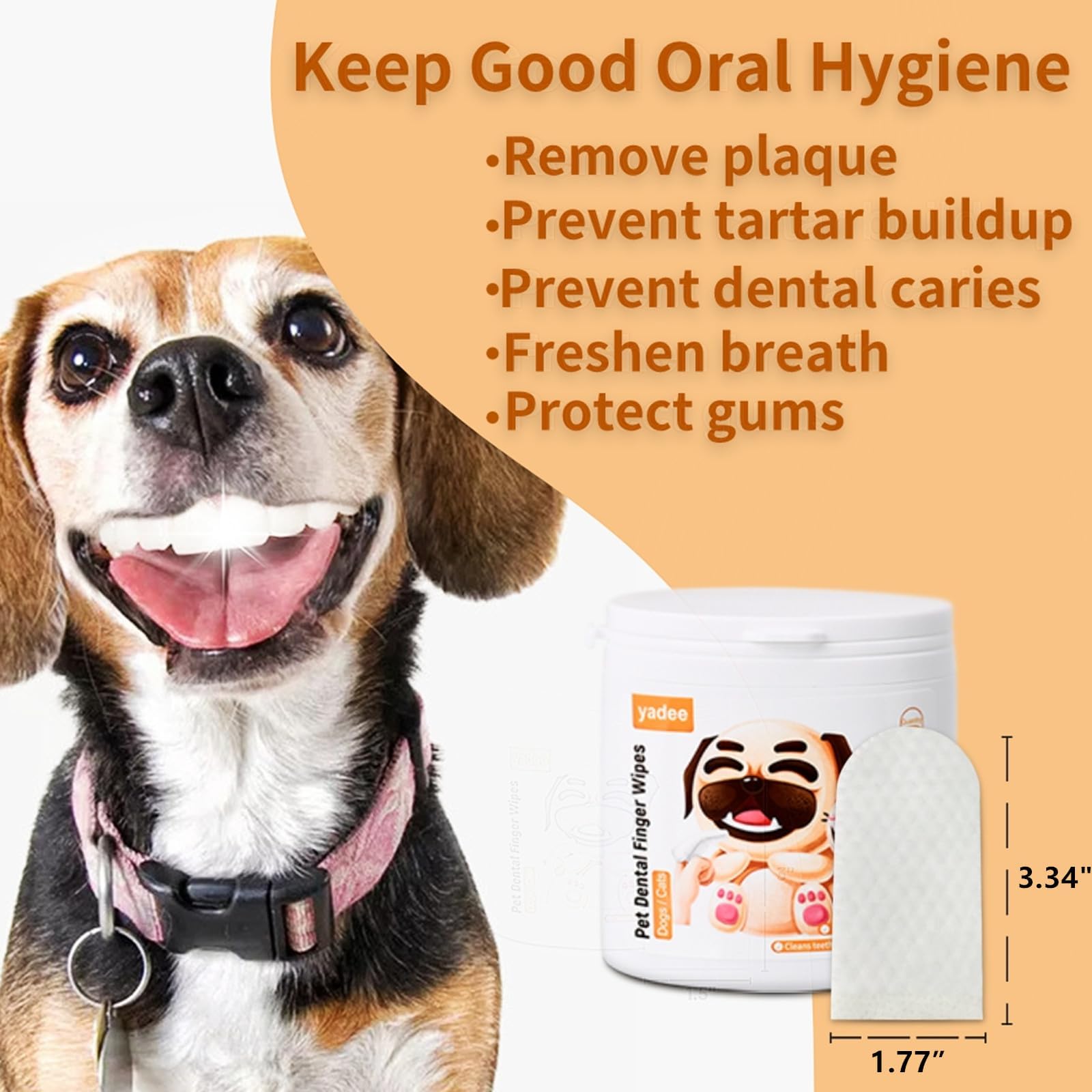 50Pcs Biodegradable Dog Teeth Cleaning Finger Wipes - Natural Dental Care for Cats & Dogs | Freshen Breath, Reduce Plaque & Prevent Tartar | Perfect for Daily Oral Hygiene & Travel Pet Care