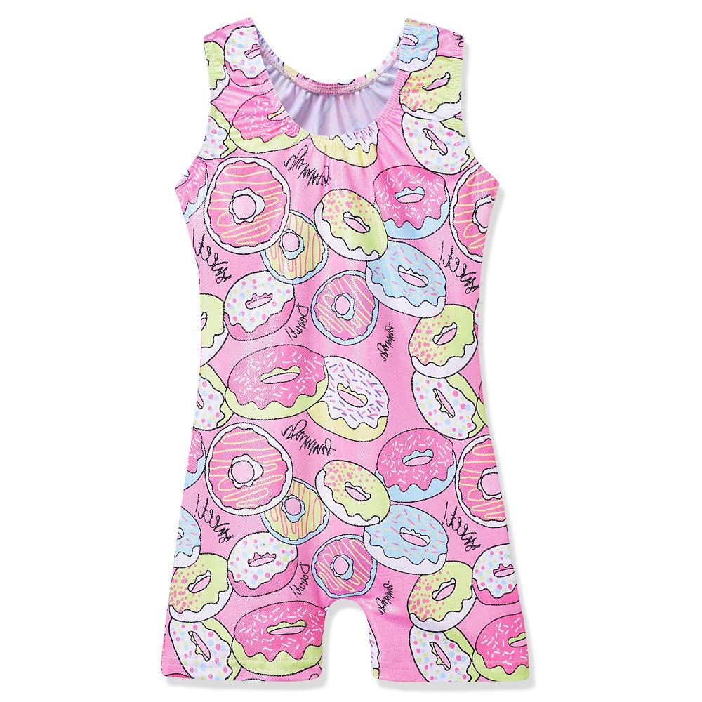Girls Gymnastics Leotard - Shiny Rainbow Dance Wear for Toddlers & Kids - Mermaid & Unicorn Design - Blue & Hot Pink Athletic Biketard - Perfect for Ballet, Dance Class, and Performance