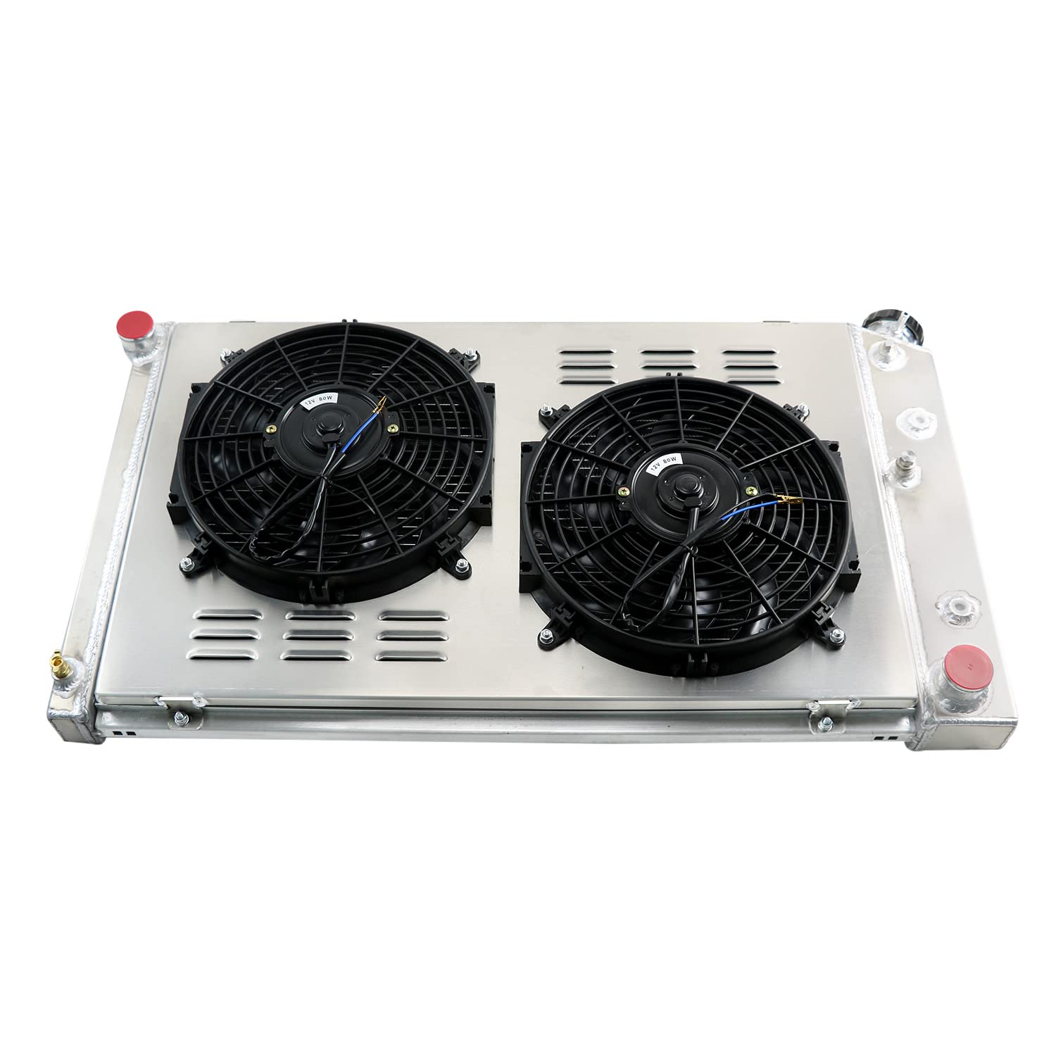 CU161 4-Row Radiator for 1966-1990 Chevy GMC Pontiac Cadillac Buick Oldsmobile - 17 x 28-1/4 Inch Core with Shroud, Fan & Relay Kit - Perfect for Engine Cooling & Performance Upgrades