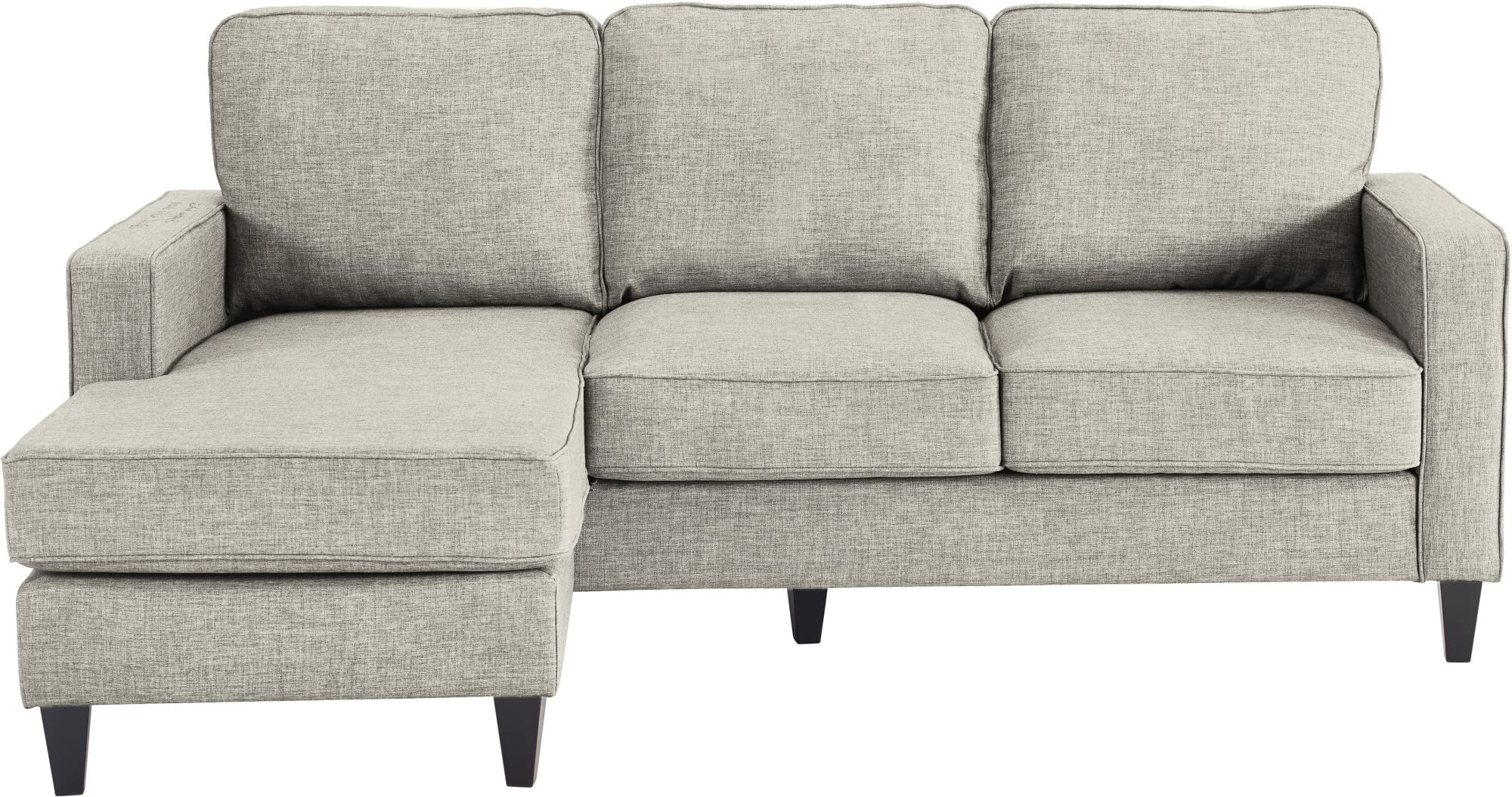 Serta Harmon Reversible L-Shaped Sectional Sofa - Modern Small Space Couch with Soft Fabric Upholstery, Square Arms & Pillow Back Cushions in Light Gray - Perfect for Apartments, Living Rooms and Cozy Home Spaces