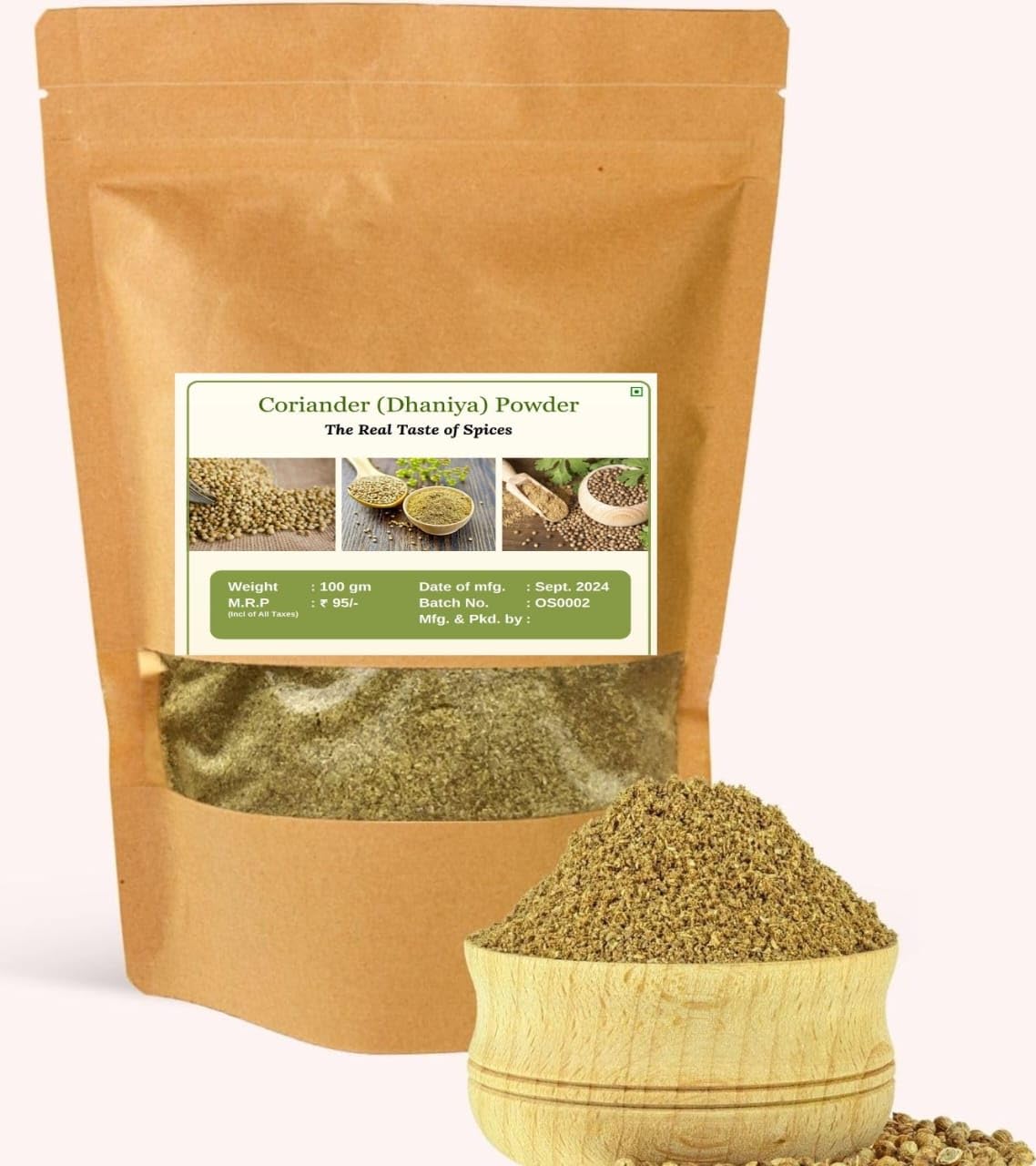 OCEAN STAR Coriander Powder (Dhaniya) - 100g Pouch (Pack of 5) | Premium Ground Cilantro for Cooking, Seasoning & Indian Cuisine | Perfect for Curries, Soups & Homemade Spice Blends