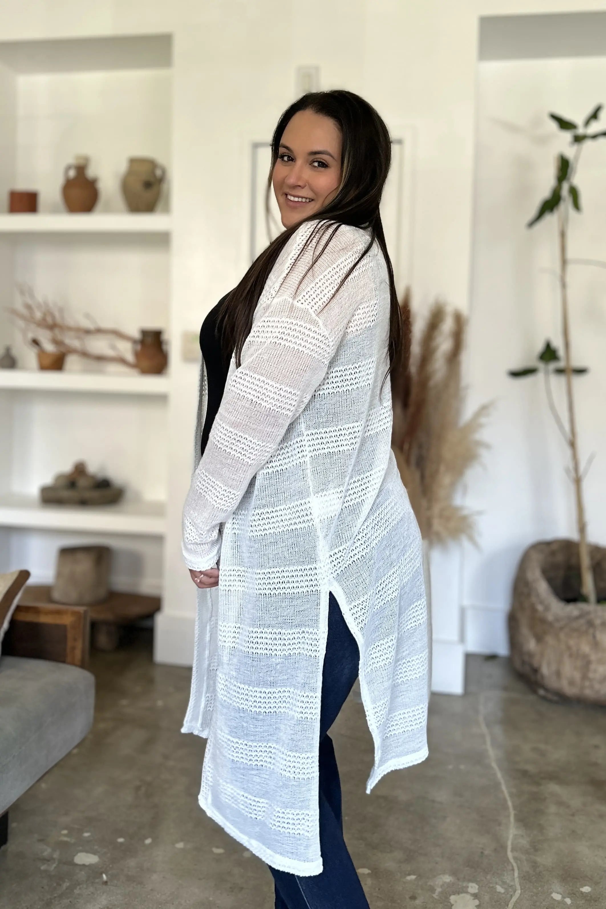 Double Take Full Size Open Front Longline Cardigan for Women | Soft & Cozy Knit Sweater | Perfect for Layering, Office Wear & Casual Outfits