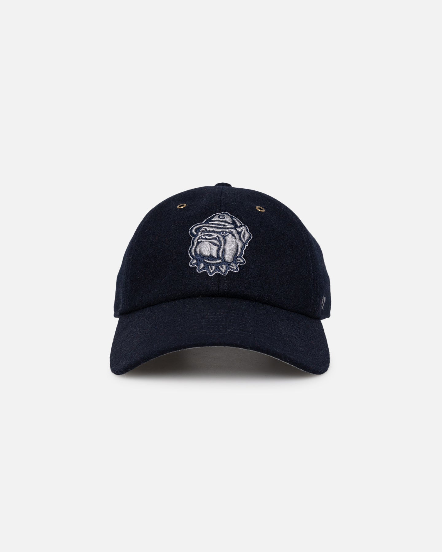 47 Brand Georgetown Hoyas Wooly Clean Up Strapback Hat - Navy Blue Adjustable Baseball Cap for Men & Women - Perfect for College Sports, Tailgating and Casual Outfits