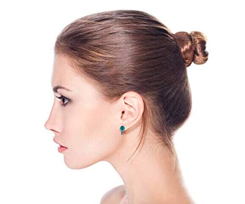 Non-Piercing Clip-On Earrings for Women - .925 Sterling Silver Round Bead Studs with Birthstone Colors (8mm) | Perfect for Sensitive Ears, Gifts & Special Occasions