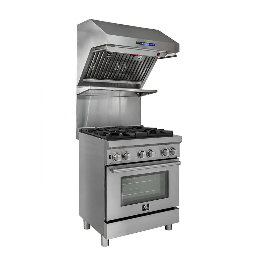Forno Savona 30-Inch Stainless Steel Wall Mount Range Hood with Backsplash, Red Light Warmer & Shelf - Professional Kitchen Ventilation for Home Cooking (FRHWM5029 30HB) | Perfect for Modern Kitchens, Restaurants & Outdoor BBQ Areas