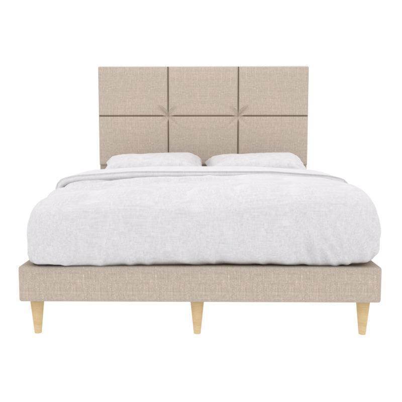 Jarvis Fabric Bed Frame - Queen Size, Sturdy & Pet Friendly Upholstered Platform Bed with Noise-Free Support - Perfect for Modern Bedrooms & Pet Owners