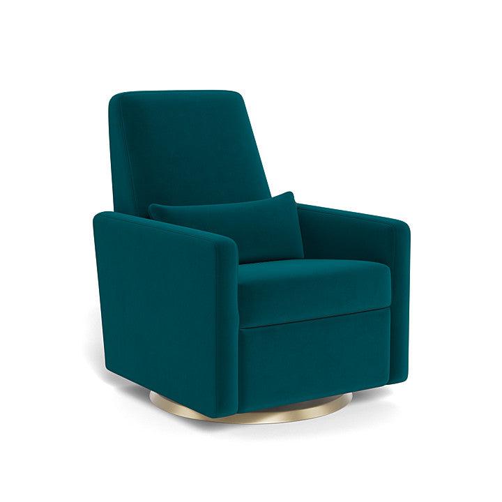Monte Design Grano Glider Recliner Chair with Matte Gold Swivel Base - Modern Nursery Rocker for Baby Room, Living Room & Bedroom Comfort