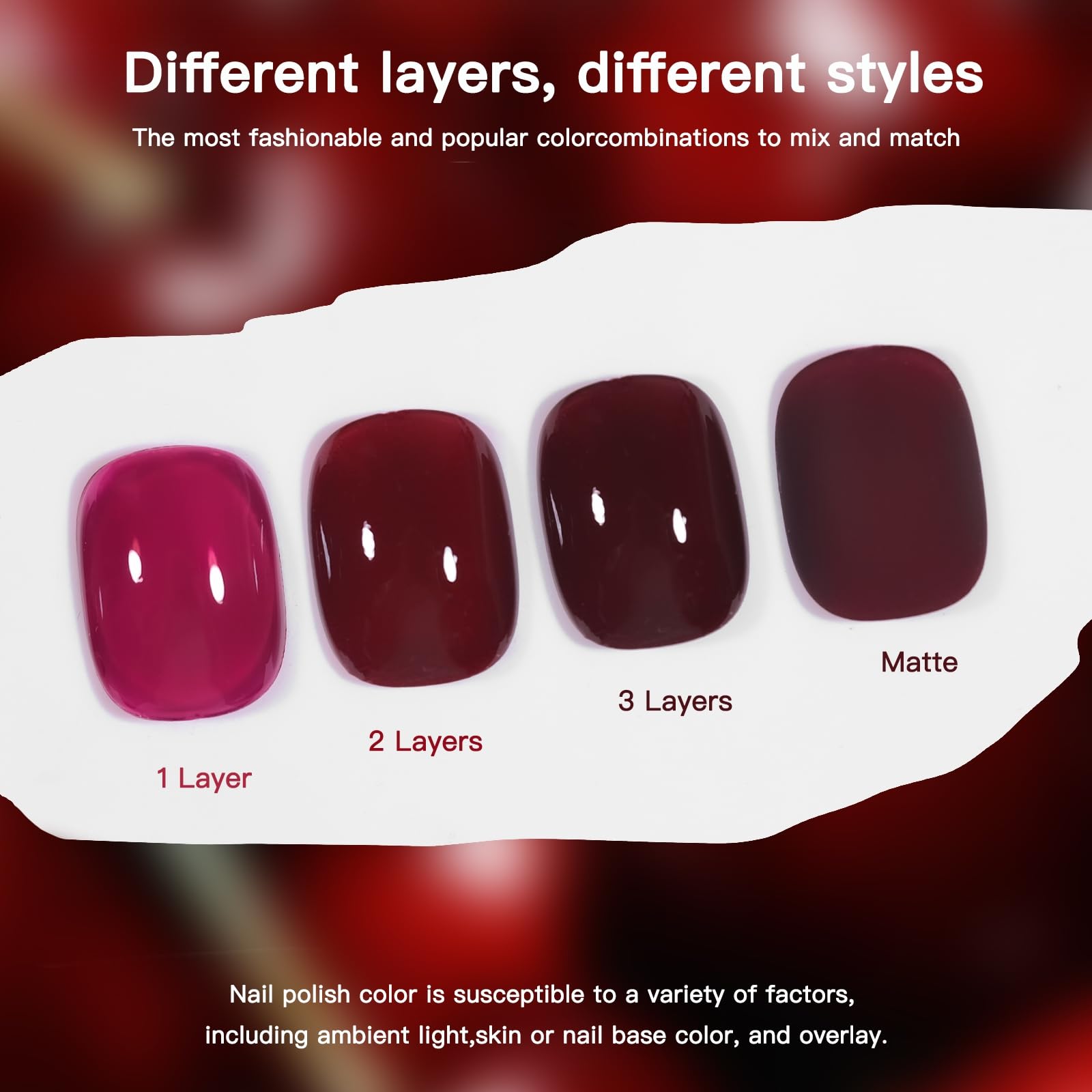 COSMOO Cherry Red Quick Dry Nail Polish - Long Lasting Wine Red Nail Lacquer for Nail Art | Fast Air Dry Formula for Salon Quality Manicures at Home | Perfect for Parties, Weddings & Everyday Wear