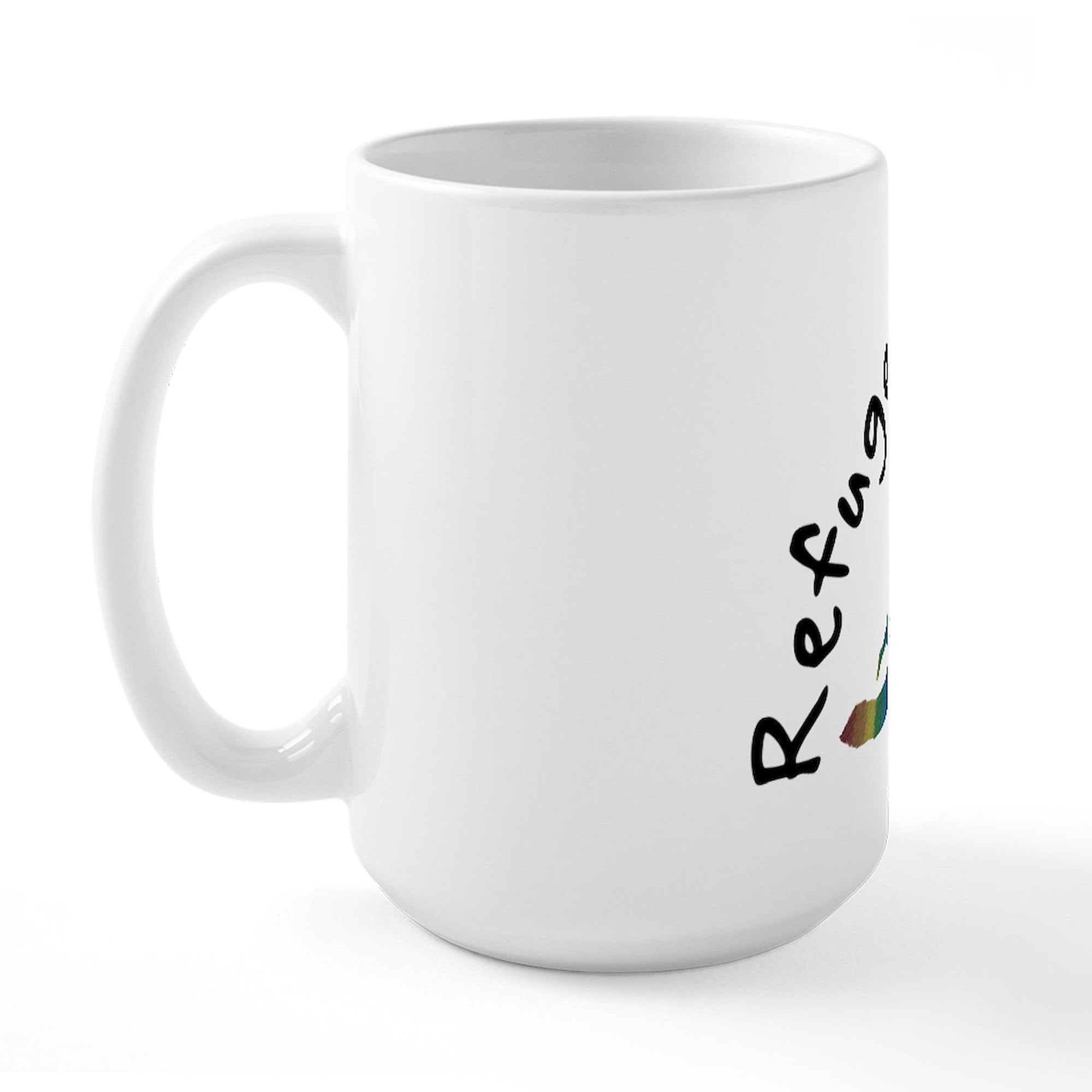 Refugees Welcome 15 oz (444 ml) Ceramic Coffee Mug - Inspirational Travel Mug for Office, Home & Gifts - Perfect for Tea, Hot Chocolate & Coffee Lovers