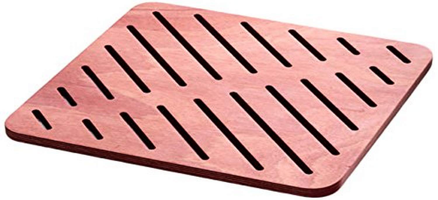Atlantica Rectangular Wooden Bath Mat 29.1x21.3 Inches - Natural Teak Shower Floor Mat for Bathroom, Spa & Outdoor Use
