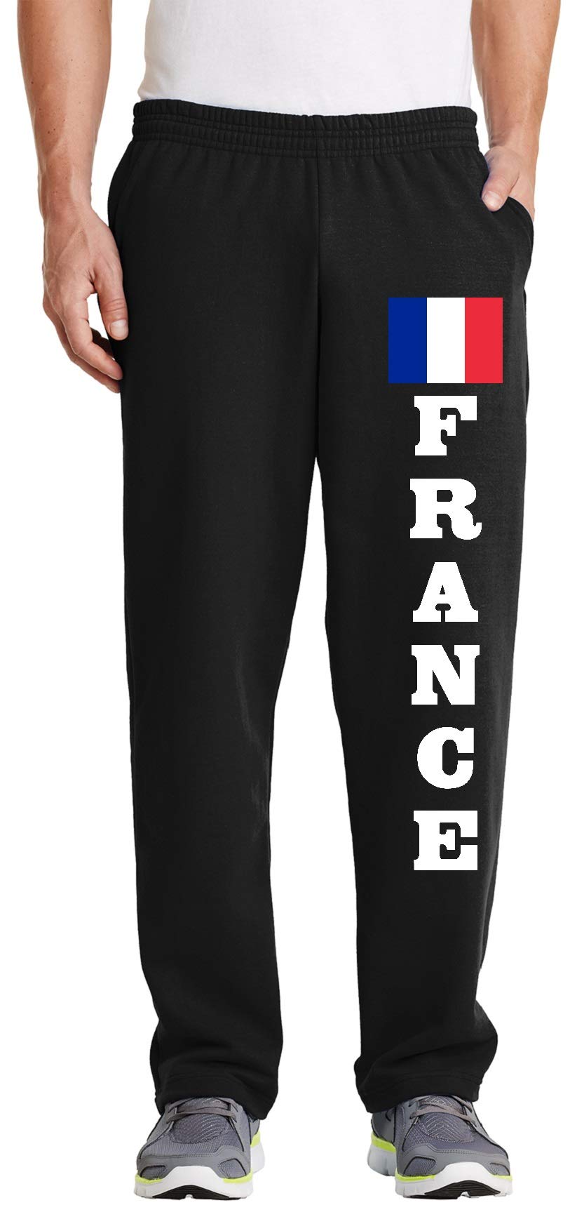 STUFF WITH ATTITUDE France Open Bottom Black Sweatpants - Comfortable Casual Joggers for Women & Men | Perfect for Lounge Wear, Gym, Travel & Everyday Use
