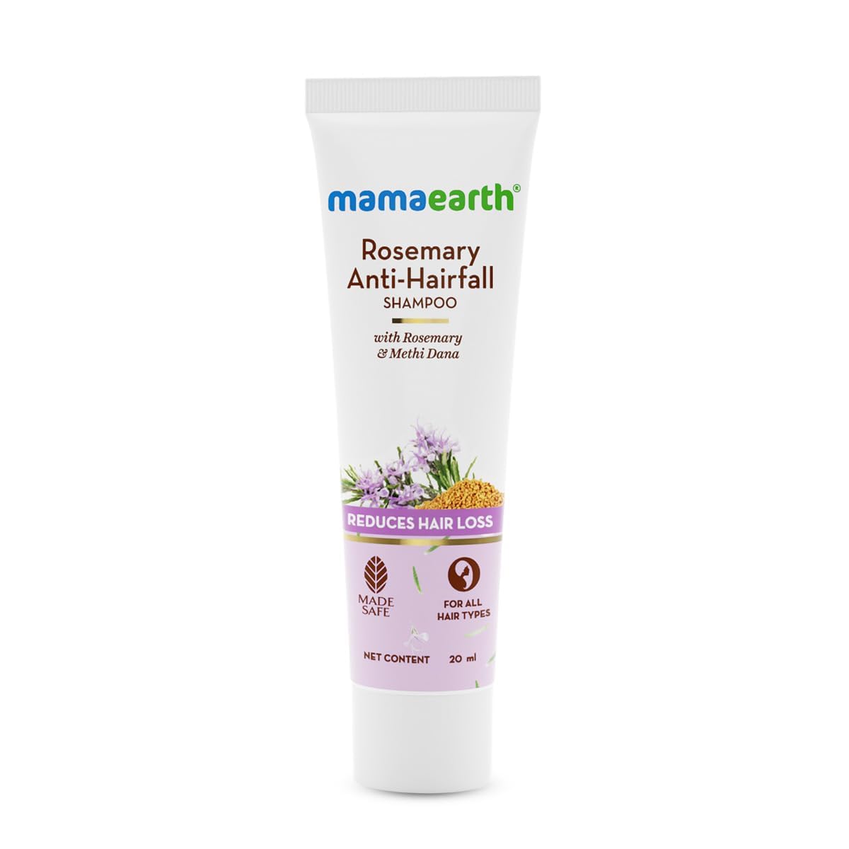 **Mamaearth Rosemary Anti-Hair Fall Shampoo for Men & Women – Reduces Hair Loss & Breakage with Rosemary & Fenugreek | 94% Stronger Hair, 93% Less Hair Fall | 20ml | Perfect for Daily Hair Care & Scalp Nourishment**