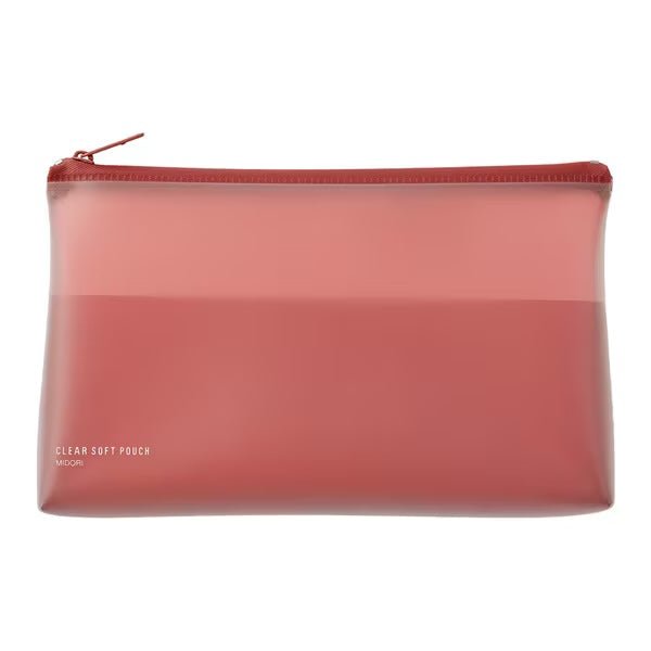 Clear Soft Pen Pouch - Midori DESIGNPHIL Transparent Pencil Case for School, Office & Travel - Organize Pens, Pencils & Stationery Supplies
