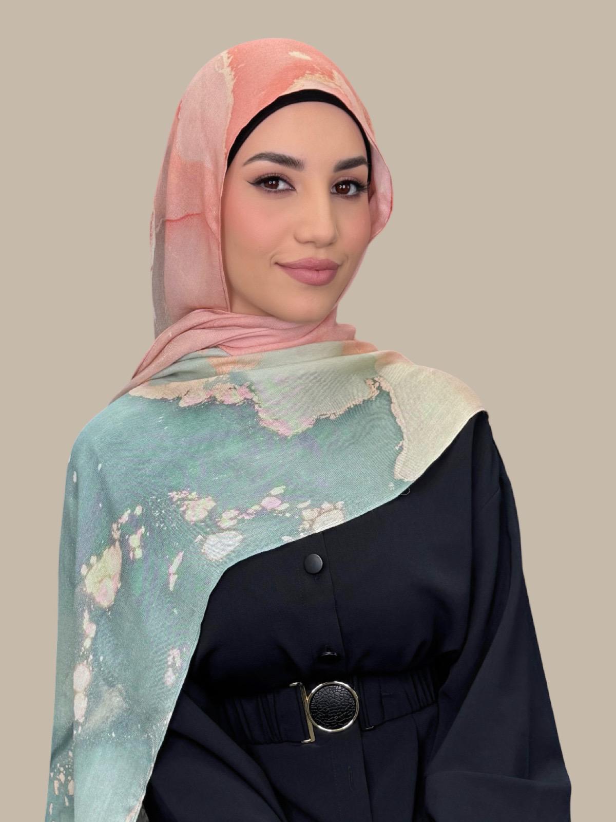 Print Modal Hijab Sedona Sage - Soft & Breathable Muslim Headscarf for Women - Perfect for Daily Wear, Prayer & Outdoor Activities
