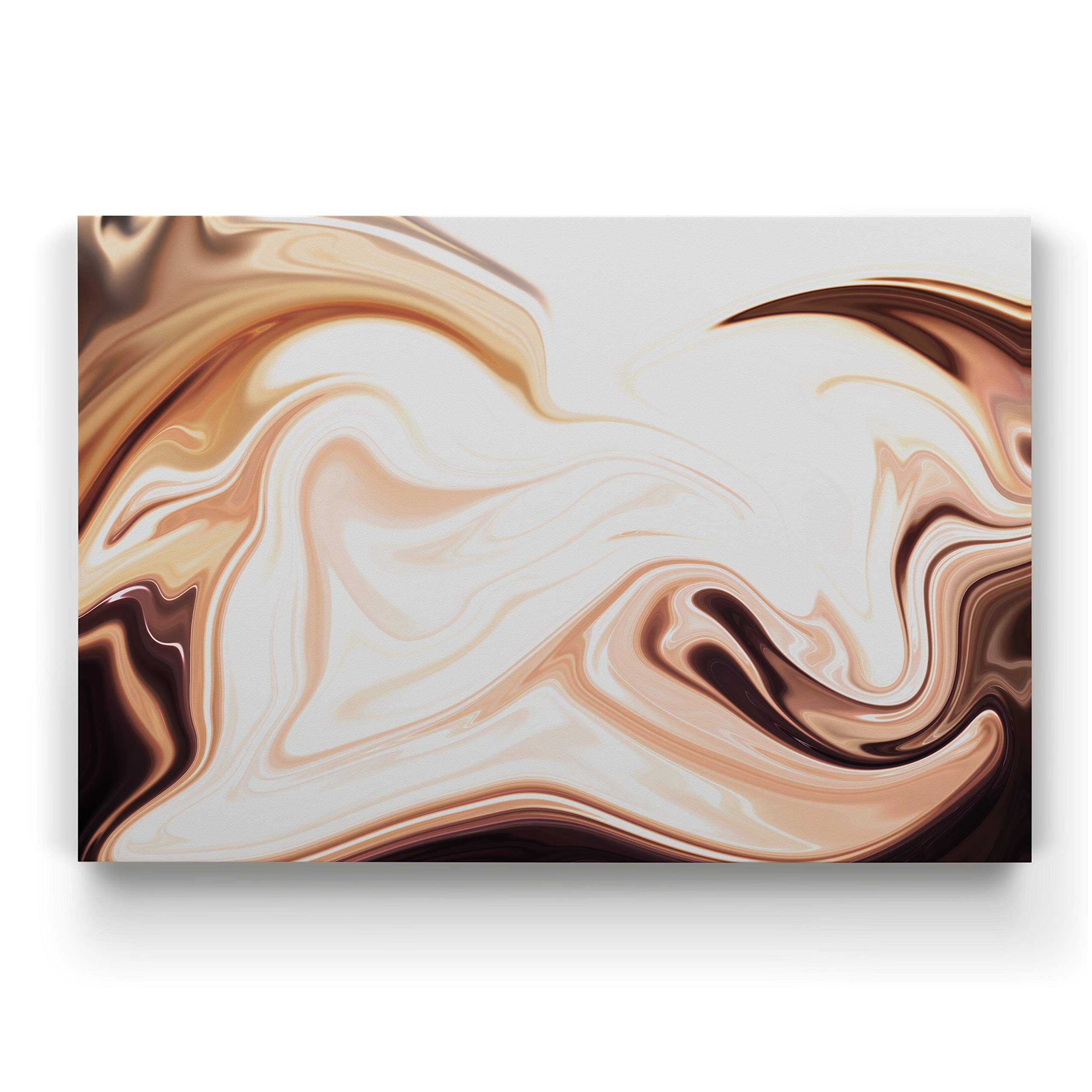 Cappuccino Marble Pattern Gallery Wrapped Canvas Wall Art - Modern Abstract Painting for Living Room, Bedroom & Office Decor