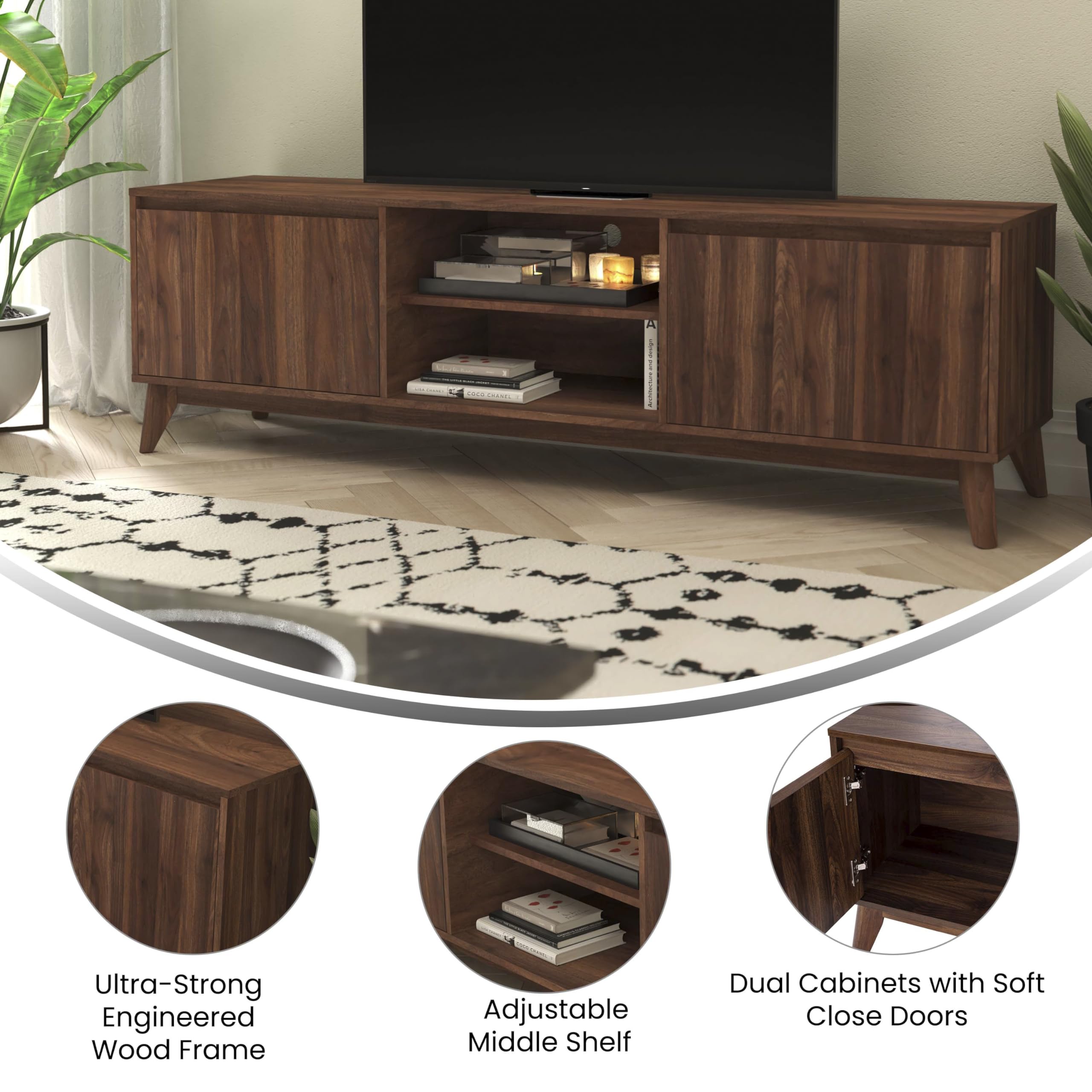 Mid-Century Modern TV Stand for 65+ Inch TVs - 70