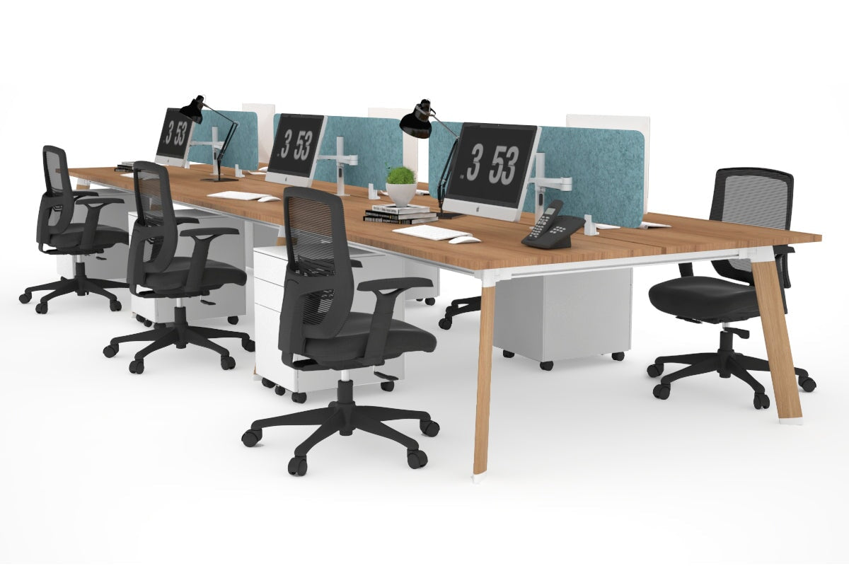 6-Person Wooden Workstation with Switch - 1800L x 700W Office Desk for Team Collaboration & Conference Meetings