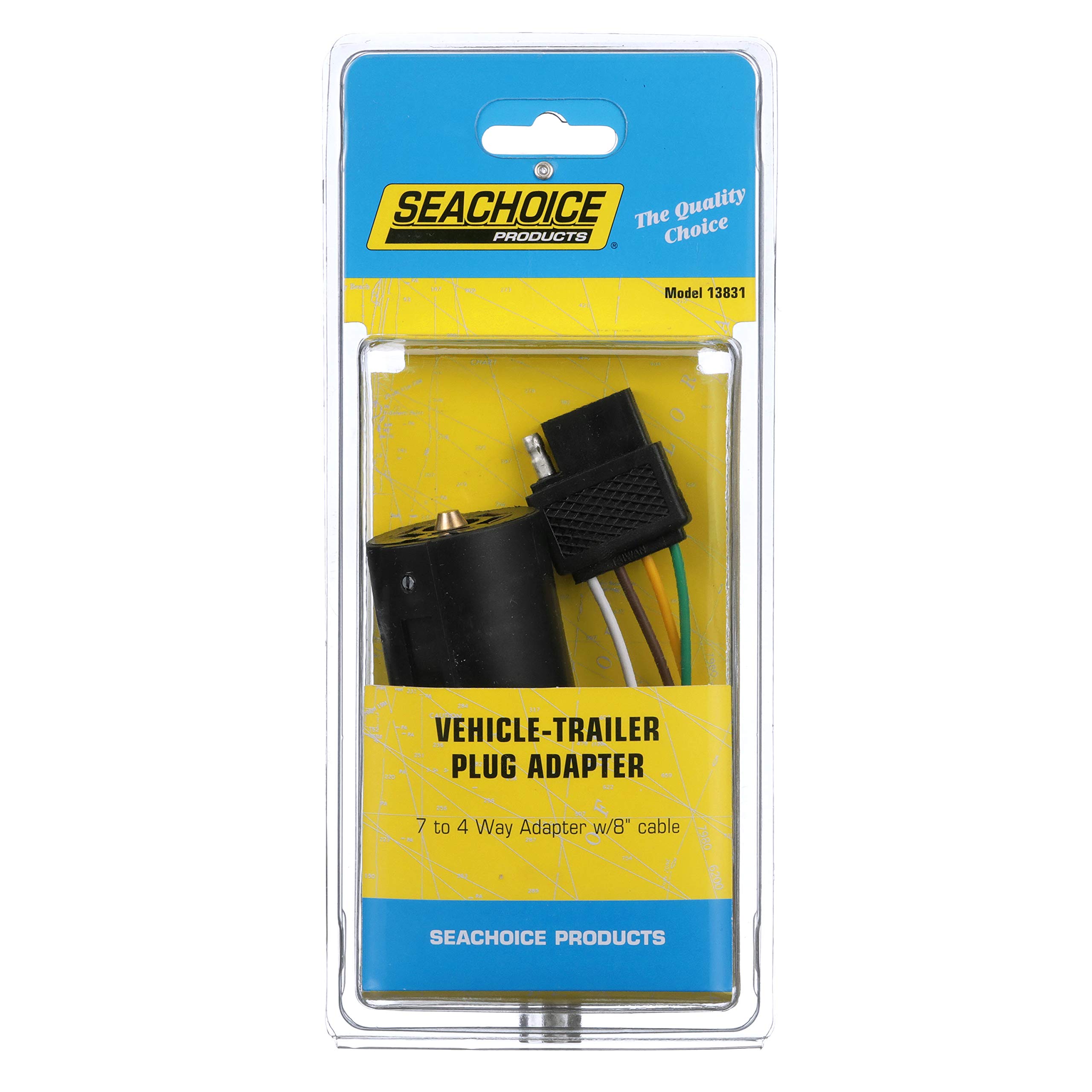 Seachoice 7-Way Trailer Wiring Connector - Heavy Duty Weatherproof Electrical Plug for Boat, RV & Utility Trailers - Perfect for Towing, Camping & Marine Applications