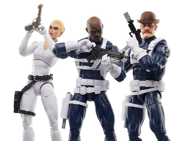 Captain America Marvel Legends S.H.I.E.L.D. Three-Pack Action Figure Set | Collectible Avengers Toys for Display & Play | Perfect for Marvel Fans & Collectors