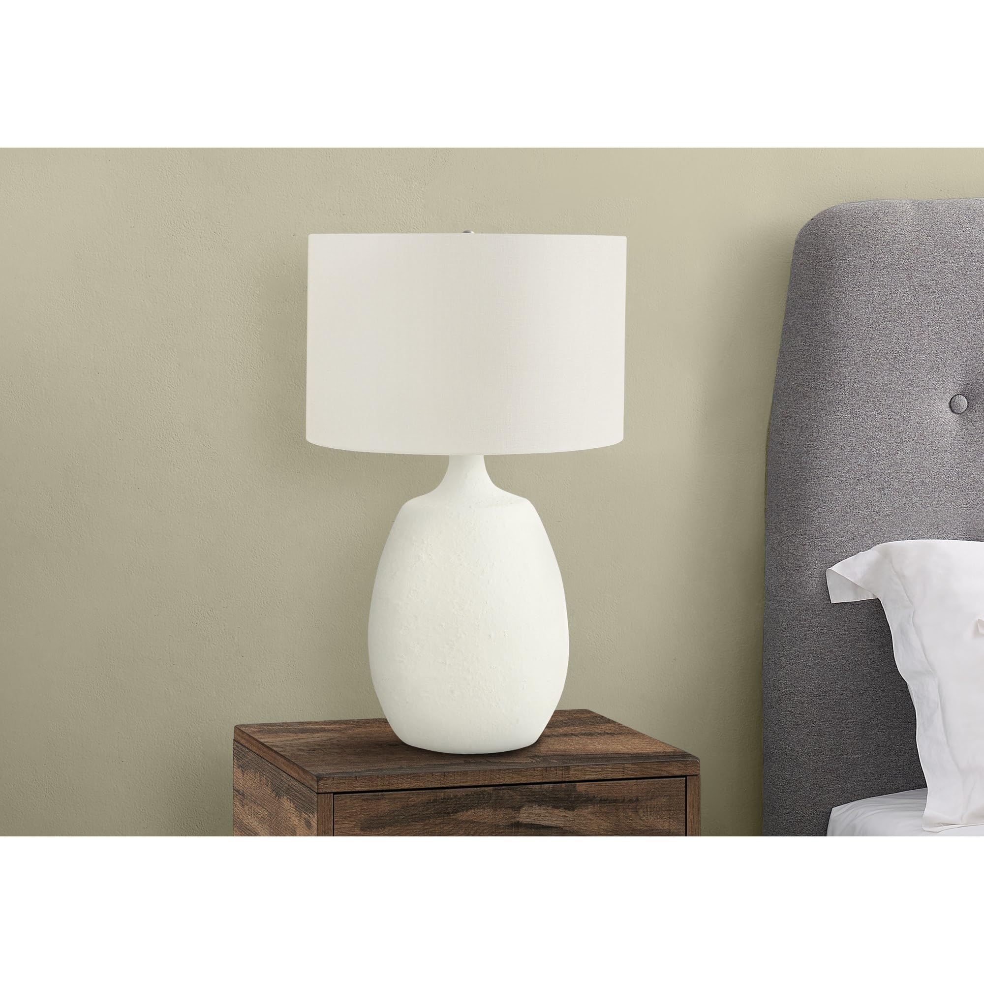 Monarch Specialties I 9609 Modern Table Lamp with Ivory Cream Shade & Cream Resin Base - Perfect for Living Room, Bedroom, or Office Lighting Decor