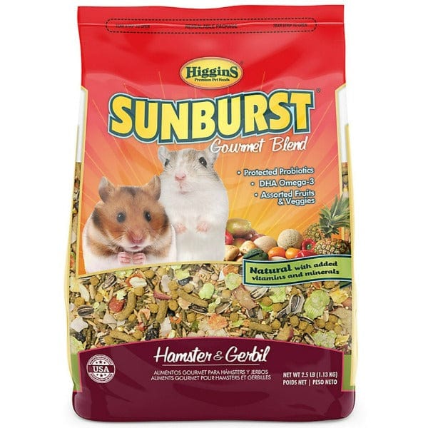 Premium Higgins Sunburst Gourmet Blend Hamster & Gerbil Food - Natural Ingredients, Balanced Nutrition for Small Pets - Perfect for Daily Feeding & Treats at Home or Travel