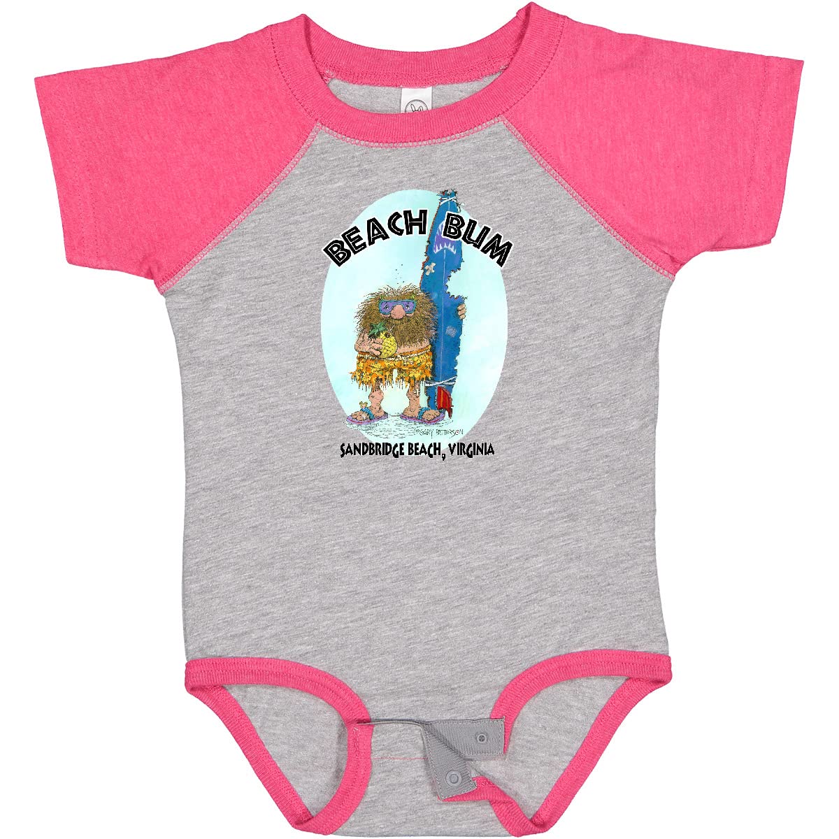 Inktastic Beach Bum Sandbridge Beach Virginia Baby Bodysuit - Gary Patterson Design | Cute Summer Outfit for Infants | Beach Vacation, Family Trips & Photo Shoots