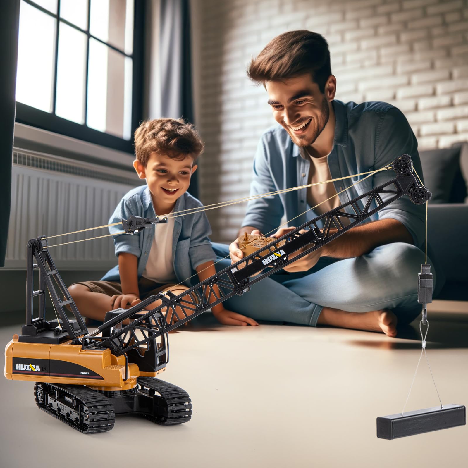**15CH Remote Control Crane Toy for Kids & Adults - 1:14 Scale RC Construction Truck with Heavy Duty Metal Hook - Birthday Gift for Boys 8-12 - Perfect for Construction Play, STEM Learning & Outdoor Fun**