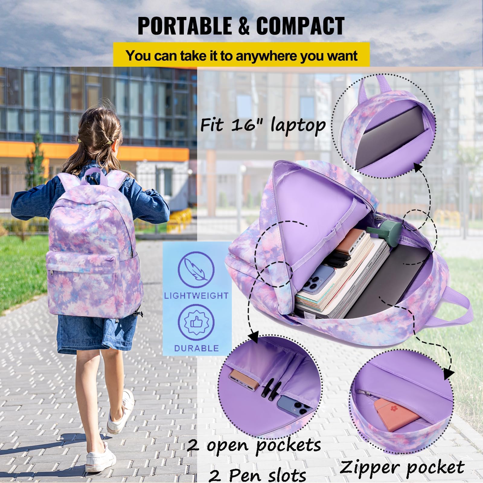 Jumpopack Girls Backpack for School - Stylish Teen Bookbag with Lunch Box | Perfect for School, Travel & Daily Use