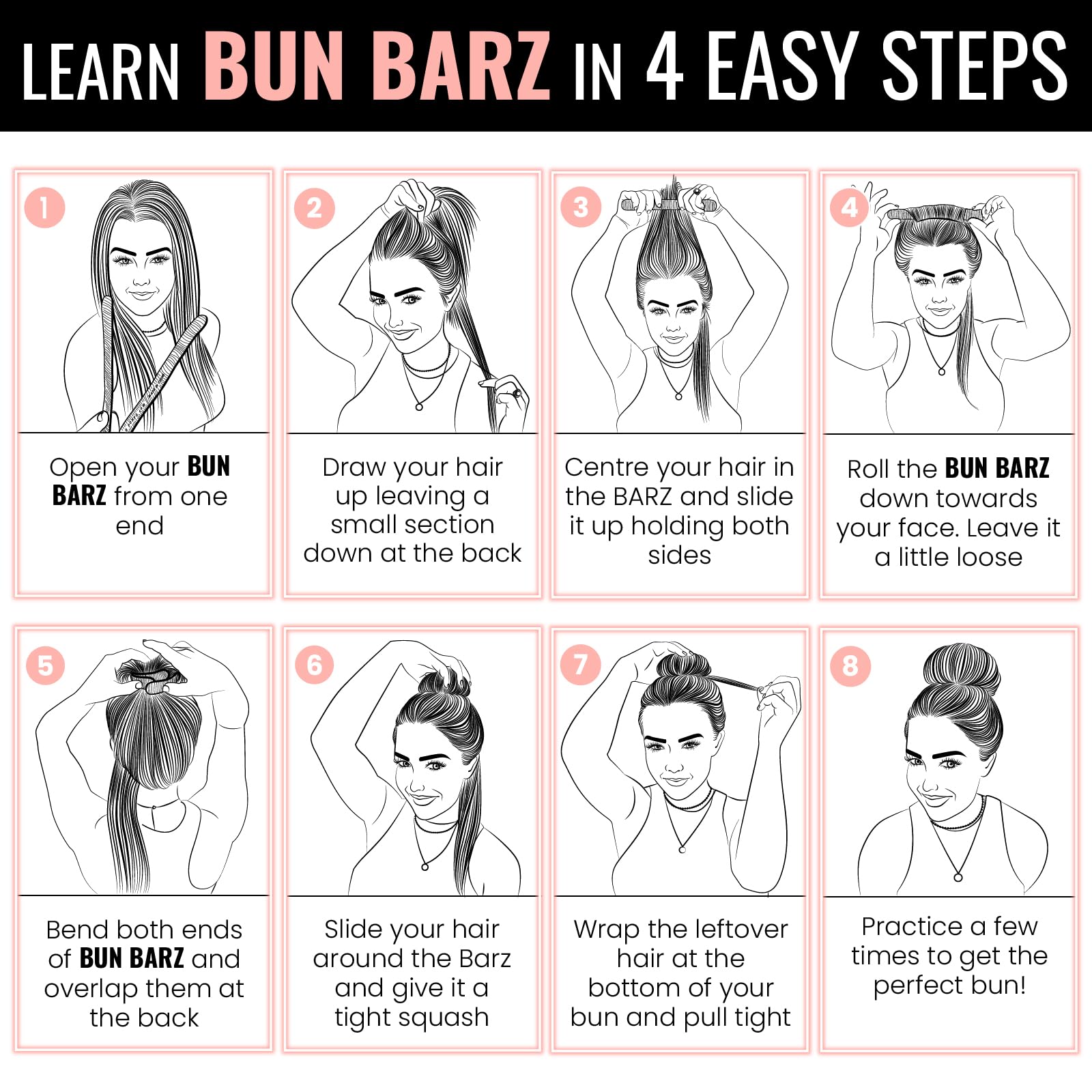 Original Patented No Damage Donut Hair Bun Maker - 2 Pack PONY-O Ponytail Holder BUN BARZ for Easy Hair Styling | Ballet Buns, Updos & Everyday Hairstyles | Black & Light Brown Hair Accessories (Perfect for Dancers, Gym & Work)
