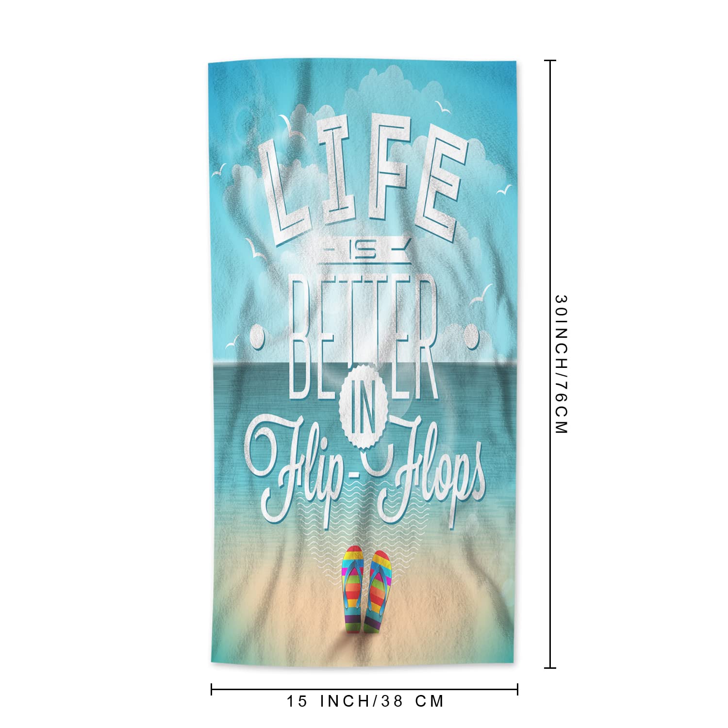 Premium AOYEGO Flip-Flops Hand Towels - Ultra Soft & Highly Absorbent 15x30 Inch Beach Towel for Summer, Bath & Kitchen Decor - Perfect for Women & Men at Pool, Vacation & Coastal Home Decor