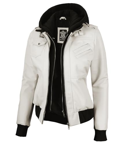 Edinburgh - Off White Hooded Leather Jacket