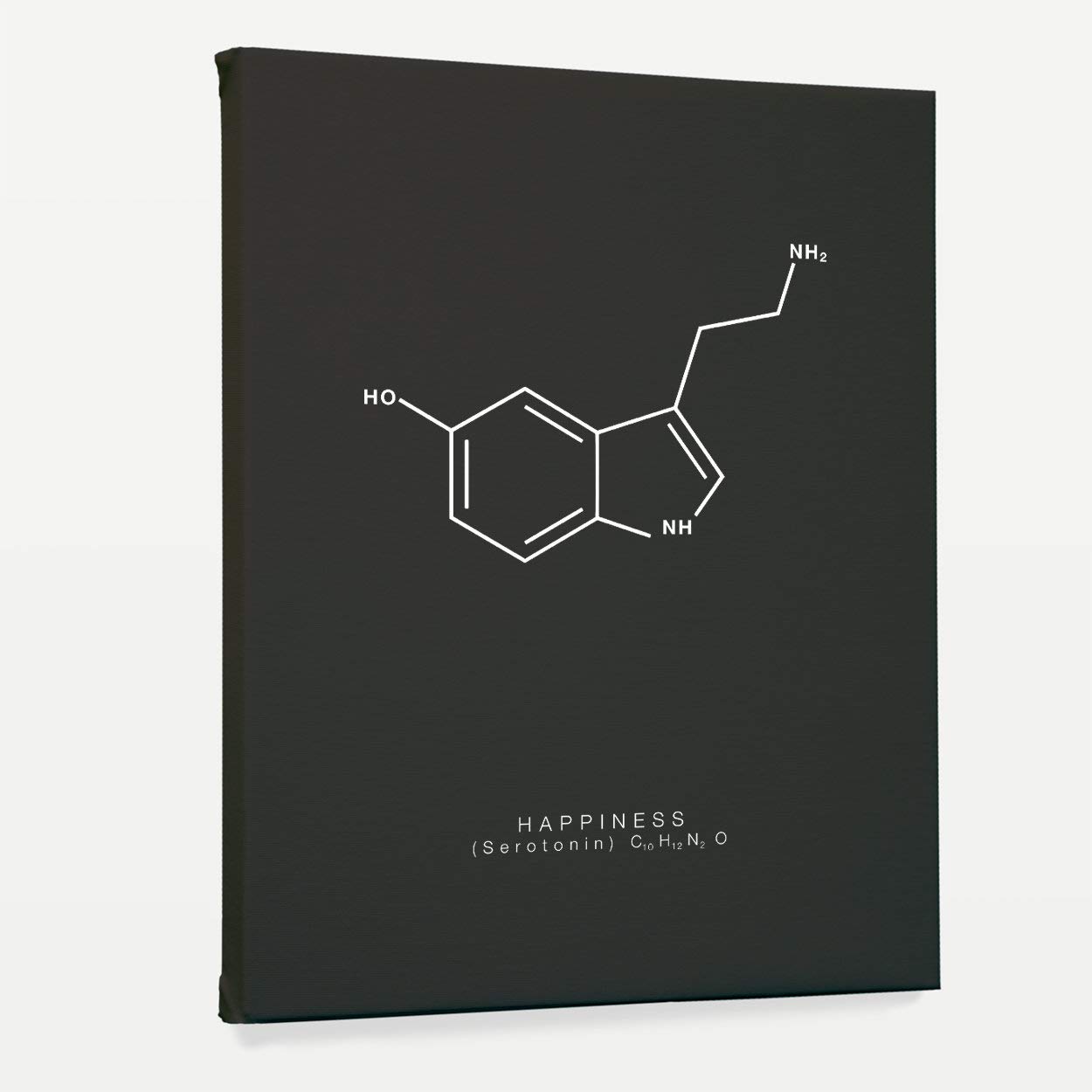 Wunderkammer Studio - Serotonin Molecule Poster Print - Scientific Wall Art Decor - Housewarming Gift - 18x24 Stretched Canvas - Perfect for Home Office, Living Room & Science Classroom Decor