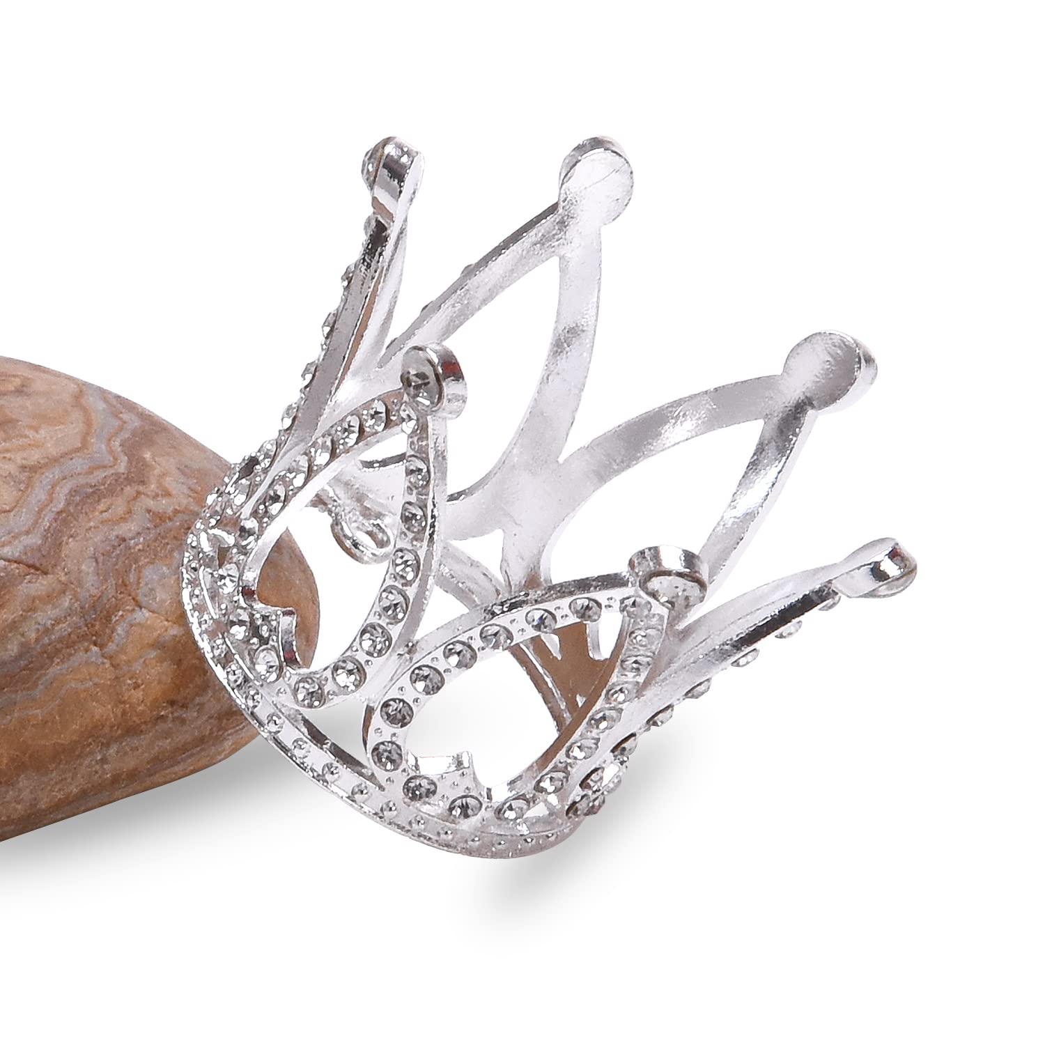 Mini Silver Baby Princess Tiara Crown - Crystal Rhinestone Cake Topper for Newborn Photos, Royal Prince Themed Birthday, Wedding & Christmas Party Decorations | Perfect for 1st Birthday, Christening, Photo Shoots & Special Occasions