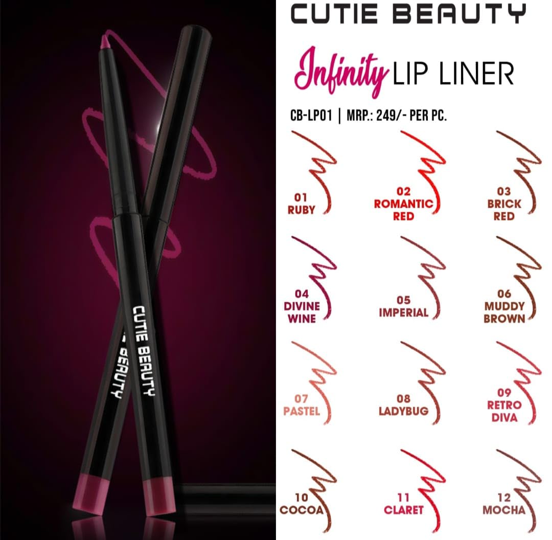 Cutie Beauty Professional Lip & Eyeliner Pencil Set - Retro Diva Style for Long-Lasting Makeup | Perfect for Daily Wear, Night Out & Vintage Looks