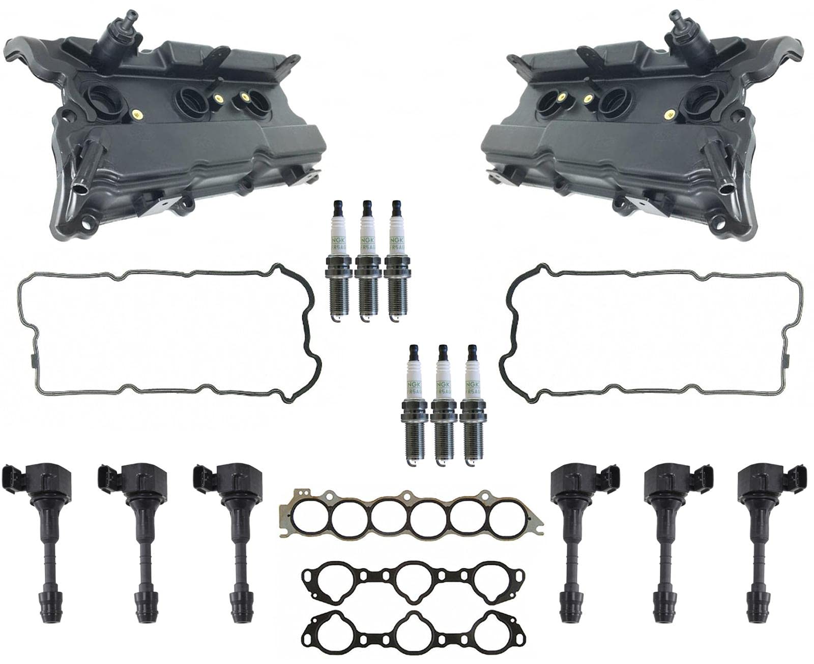 Nissan Maxima 2002-2008 Valve Cover Gasket & Coil Plug Kit - 16pc Engine Replacement Parts Set for Left & Right Side - Perfect for DIY Car Repair & Maintenance