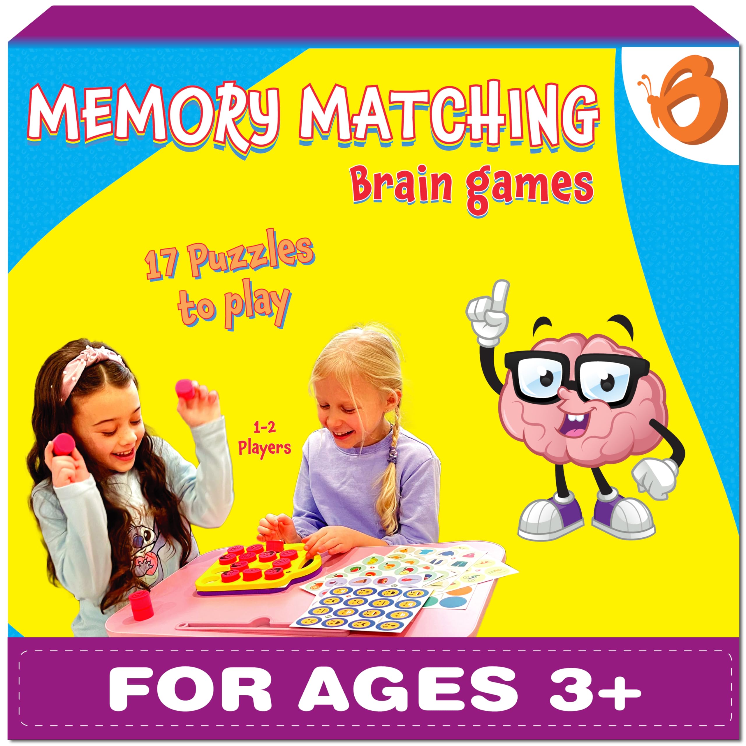 Butterfly EduFields Educational Memory Matching Game for Kids Ages 4-8 | Brain Teaser Puzzle Board Game for Boys & Girls | Improve Concentration & Cognitive Skills | Perfect for Family Game Night & Classroom Learning Activities