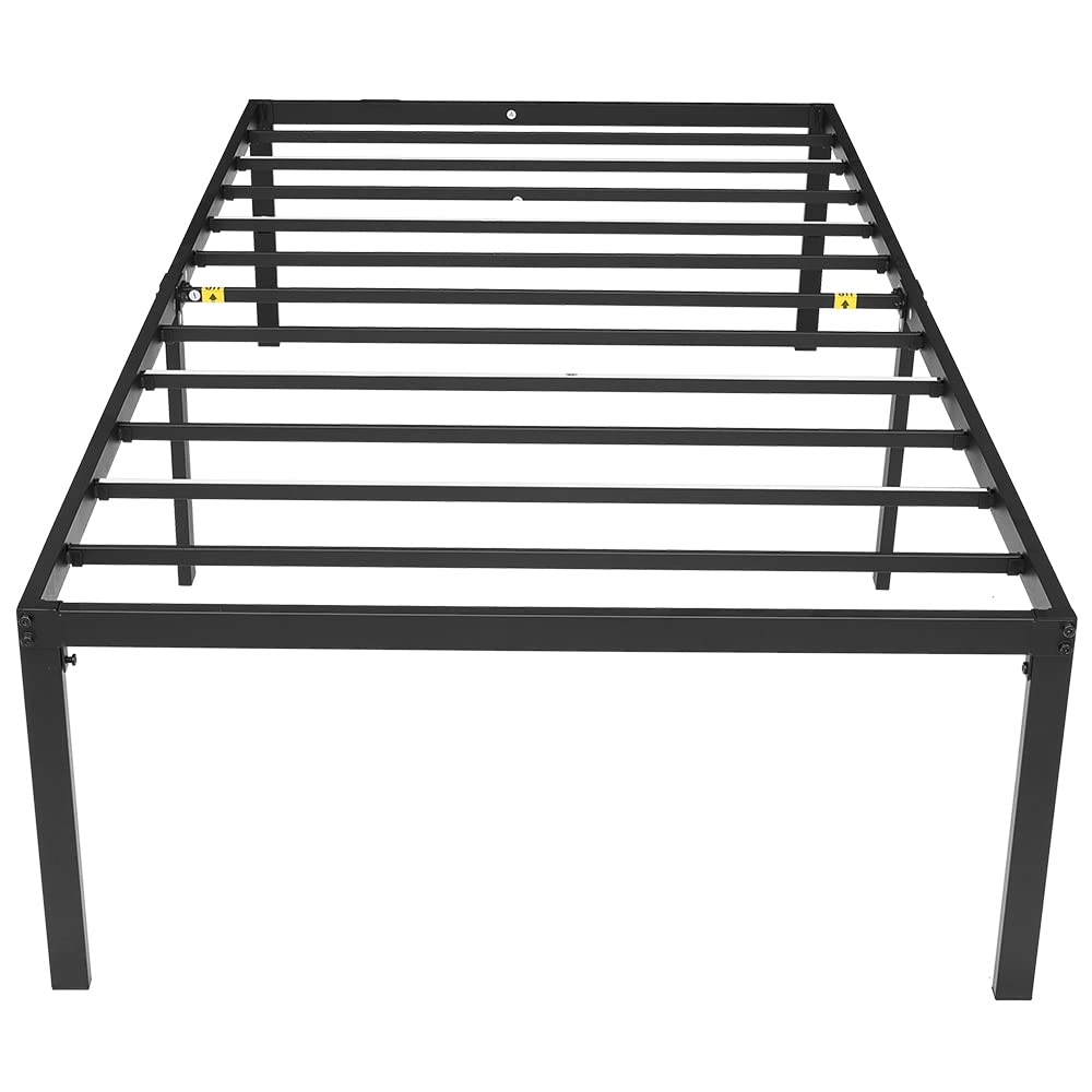 Homwayart 18 Inch Black Metal Platform Bed Frame with Under Mattress Support - No Box Spring Needed, Easy Assembly for Twin Size Bed | Perfect for Small Spaces, Guest Rooms & Dormitories
