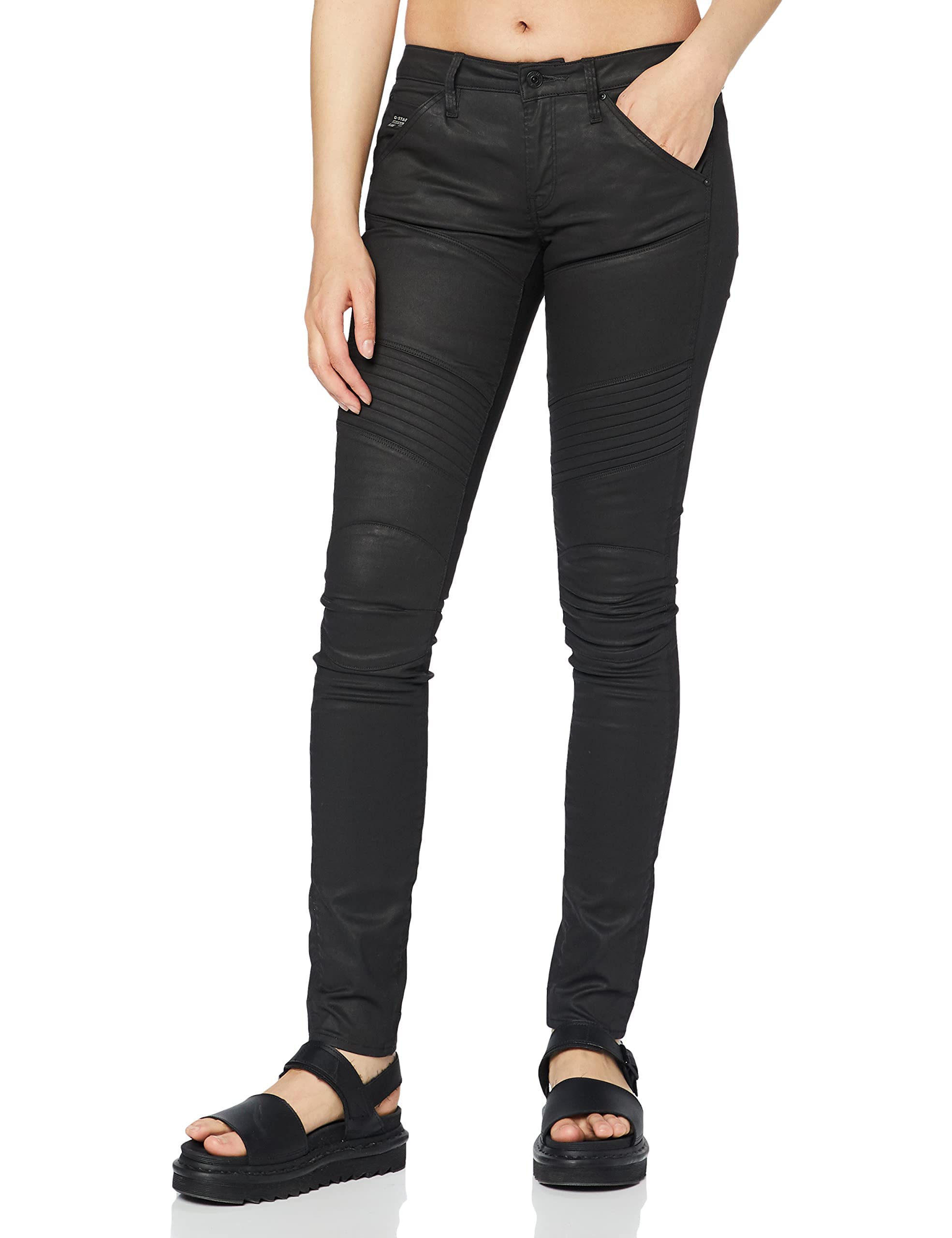 G-STAR Raw Women's 5620 Mid Rise Skinny Jeans - Distro Black Super Stretch Denim Pants for Casual Wear & Night Out